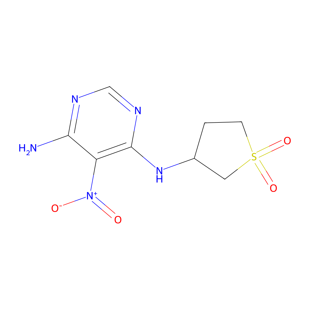 N4-(1,1-dioxo-3-thiolanyl)-5-nitropyrimidine-4,6-diamine molecular structure, CAS 304692-62-4