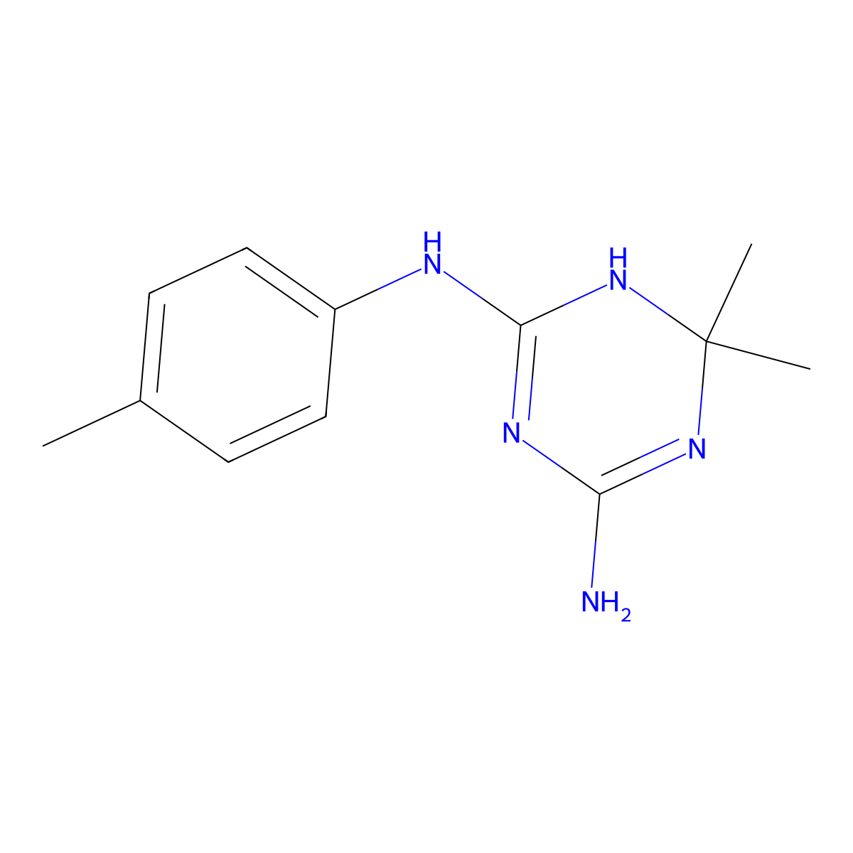 6,6-dimethyl-4-N-(4-methylphenyl)-1,6-dihydro-1,3,5-triazine-2,4-diamine molecular structure, CAS 304693-27-4