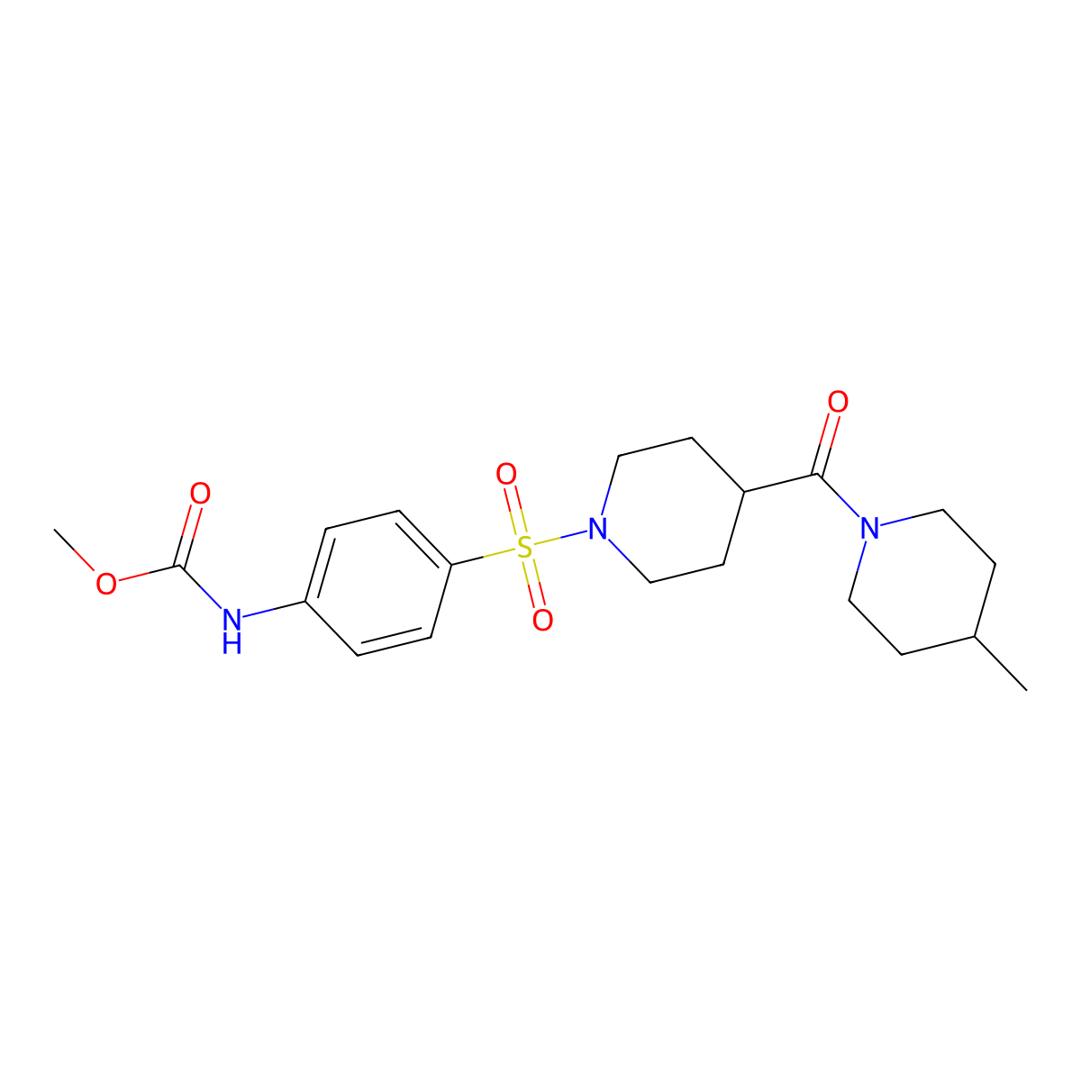 methyl N-(4-{[4-(4-methylpiperidine-1-carbonyl)piperidin-1-yl]sulfonyl}phenyl)carbamate molecular structure, CAS 304693-63-8