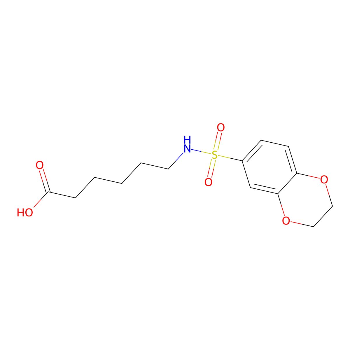 6-(2,3-Dihydro-benzo[1,4]dioxine-6-sulfonylamino)-hexanoic acid molecular structure, CAS 304694-75-5