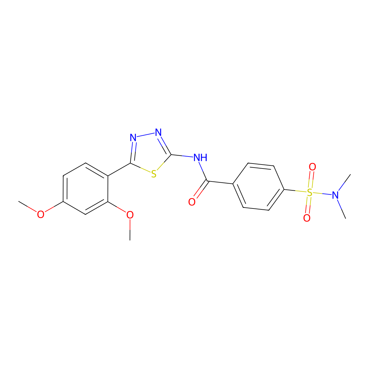 N-[5-(2,4-dimethoxyphenyl)-1,3,4-thiadiazol-2-yl]-4-(dimethylsulfamoyl)benzamide molecular structure, CAS 304694-96-0