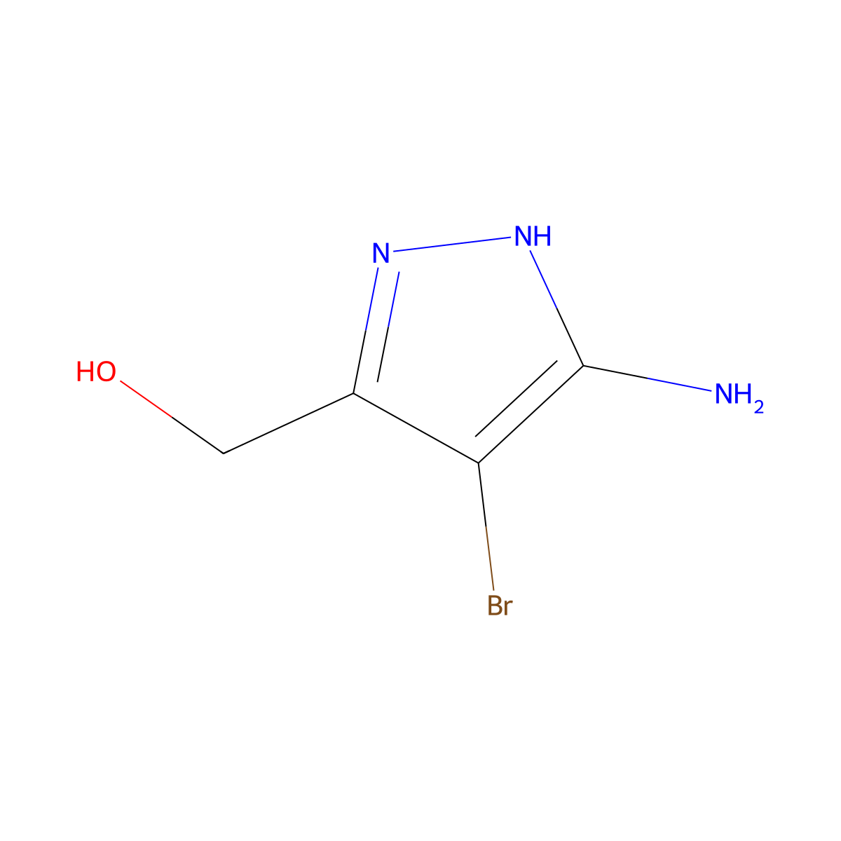 (5-amino-4-bromo-1H-pyrazol-3-yl)methanol molecular structure, CAS 3047350-15-9