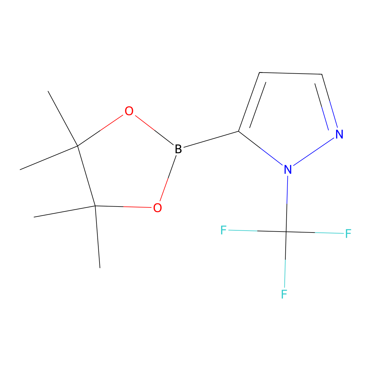 5-(4,4,5,5-tetramethyl-1,3,2-dioxaborolan-2-yl)-1-(trifluoromethyl)-1H-pyrazole molecular structure, CAS 3047683-18-8