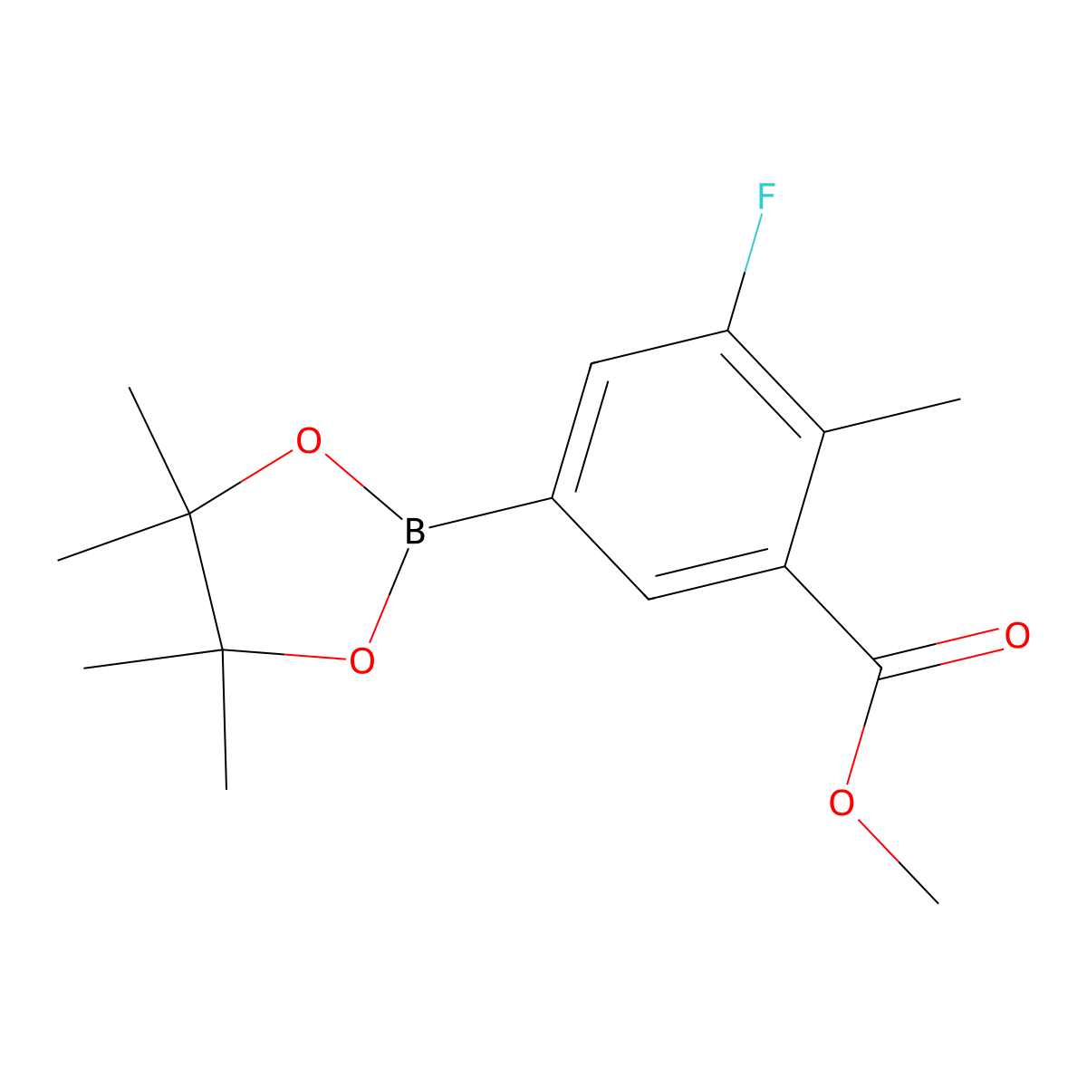 Methyl 3-fluoro-2-methyl-5-(4,4,5,5-tetramethyl-1,3,2-dioxaborolan-2-YL)benzoate molecular structure, CAS 3047796-67-5
