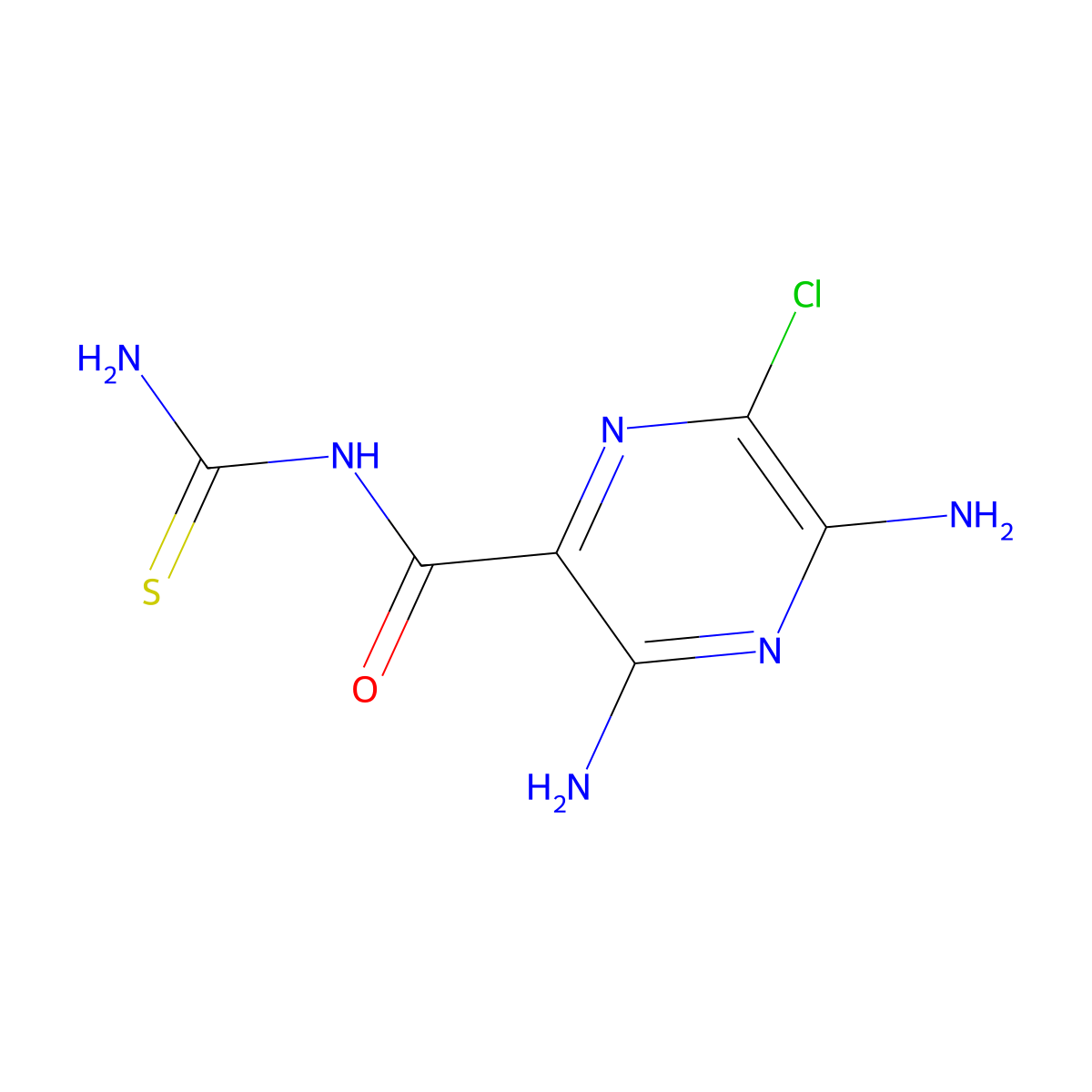 3,5-Diamino-N-carbamothioyl-6-chloropyrazine-2-carboxamide molecular structure, CAS 30478-39-8