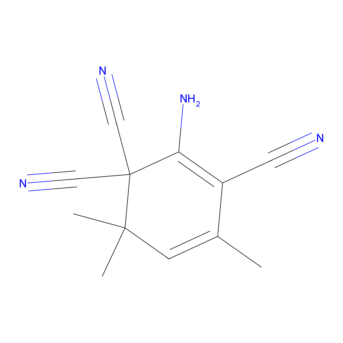 2-Amino-4,6,6-trimethyl-2,4-cyclohexadiene-1,1,3-tricarbonitrile molecular structure, CAS 30481-45-9