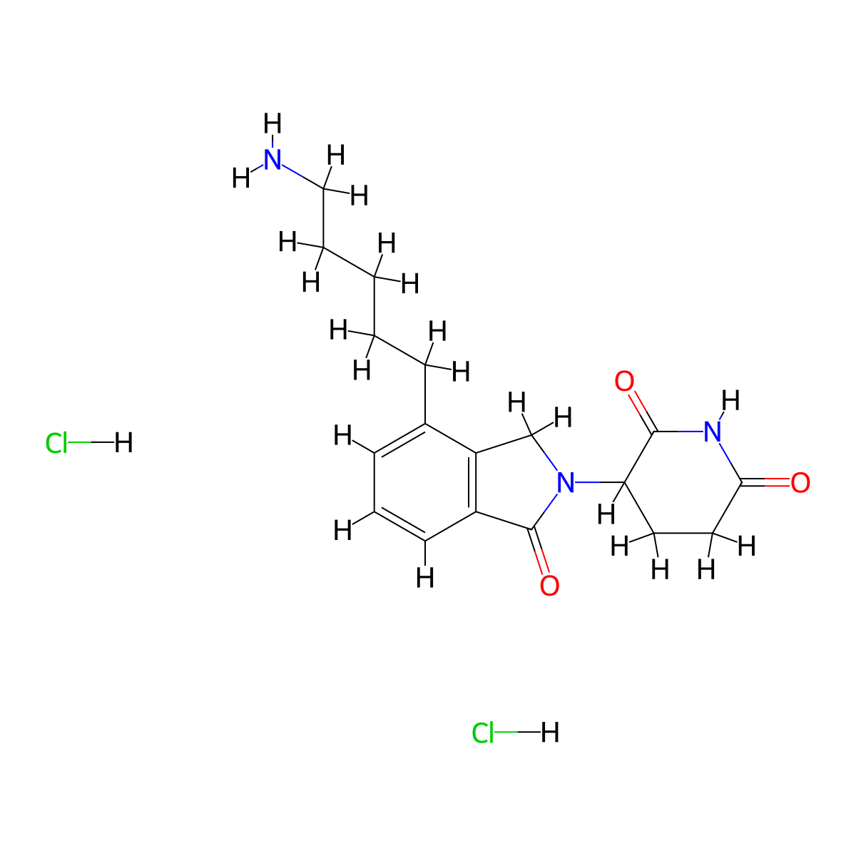 3-[4-(5-aminopentyl)-1-oxo-2,3-dihydro-1H-isoindol-2-yl]piperidine-2,6-dione dihydrochloride molecular structure, CAS 3048587-59-0