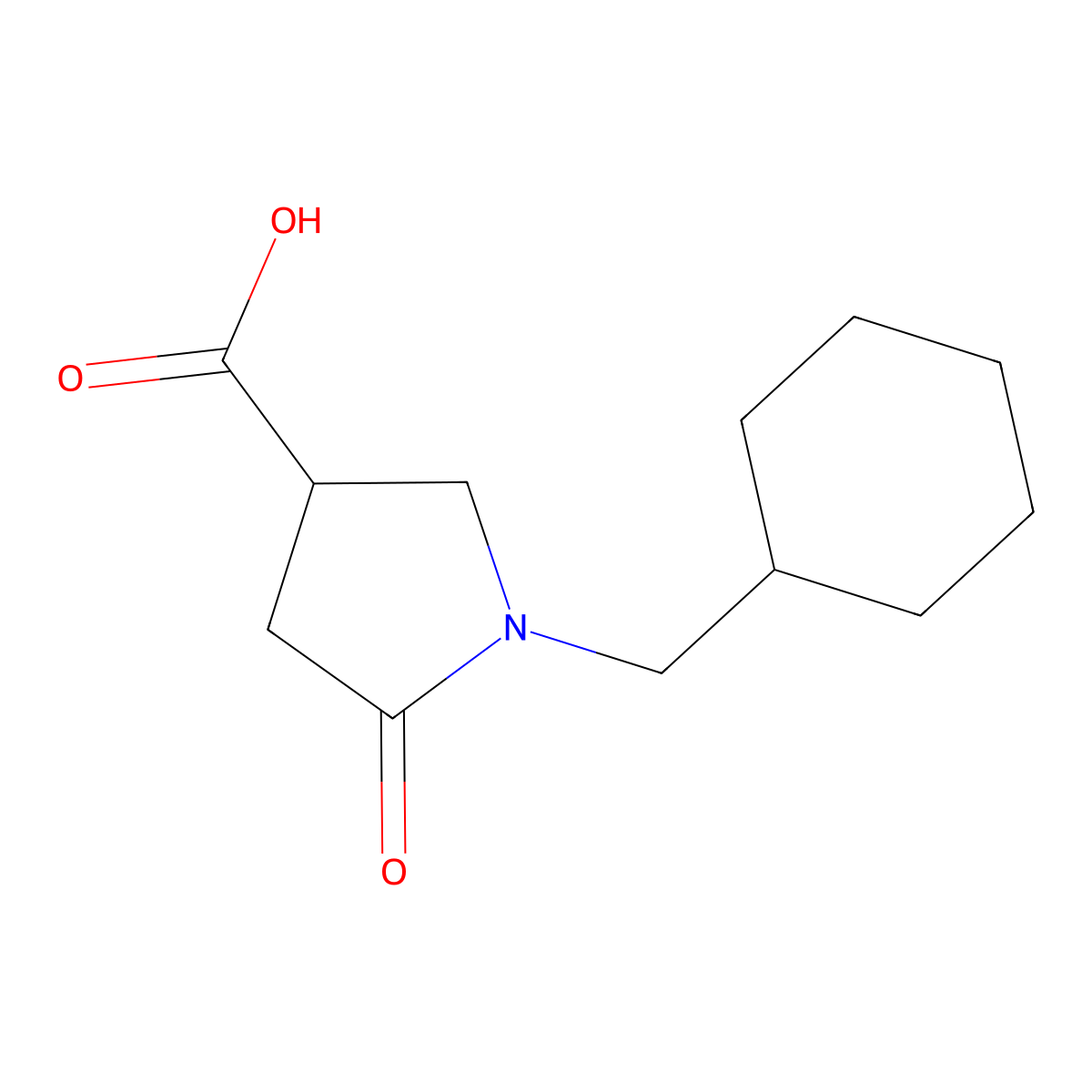 1-Cyclohexylmethyl-5-oxo-pyrrolidine-3-carboxylic acid molecular structure, CAS 304859-16-3