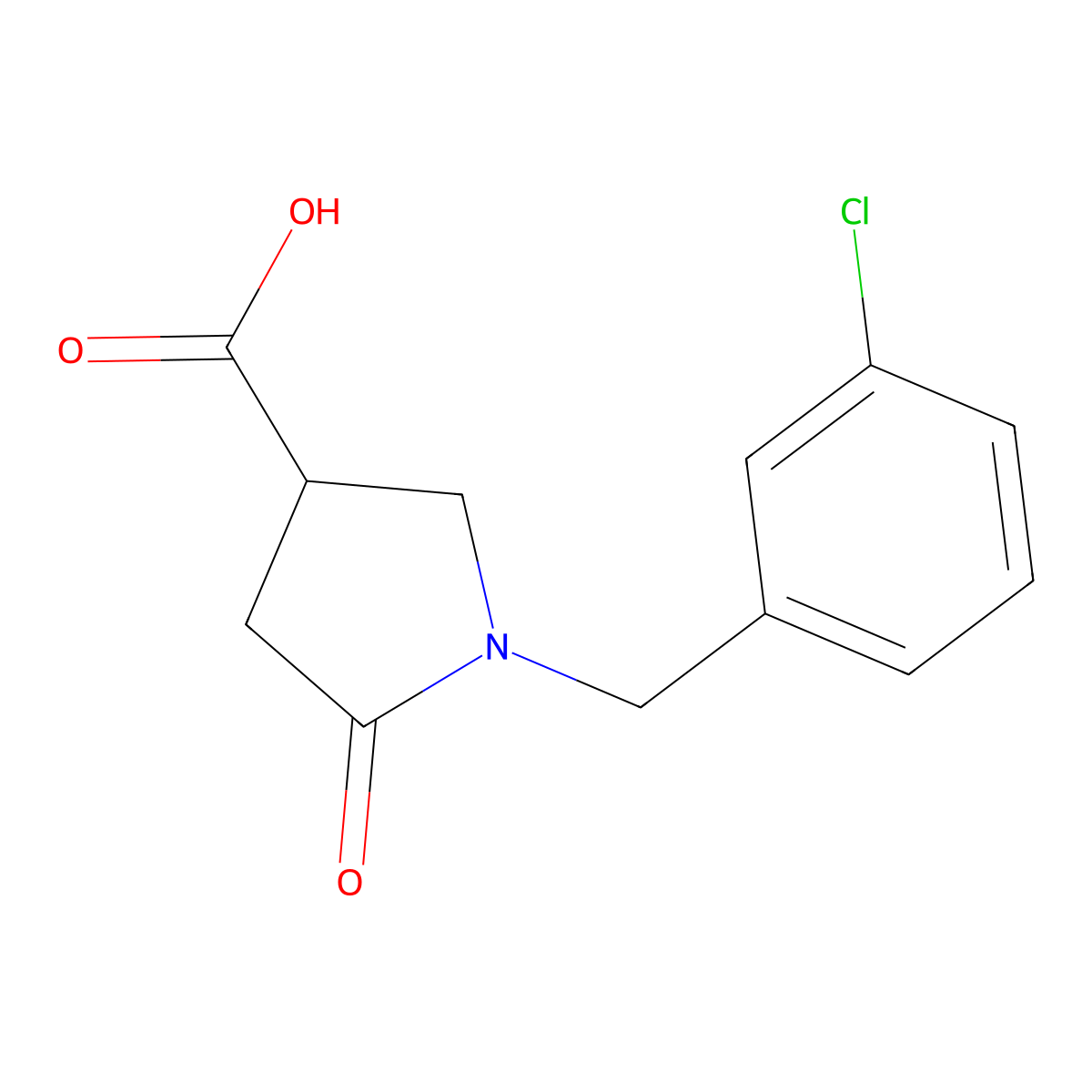 1-(3-Chlorobenzyl)-5-oxopyrrolidine-3-carboxylic acid molecular structure, CAS 304859-17-4