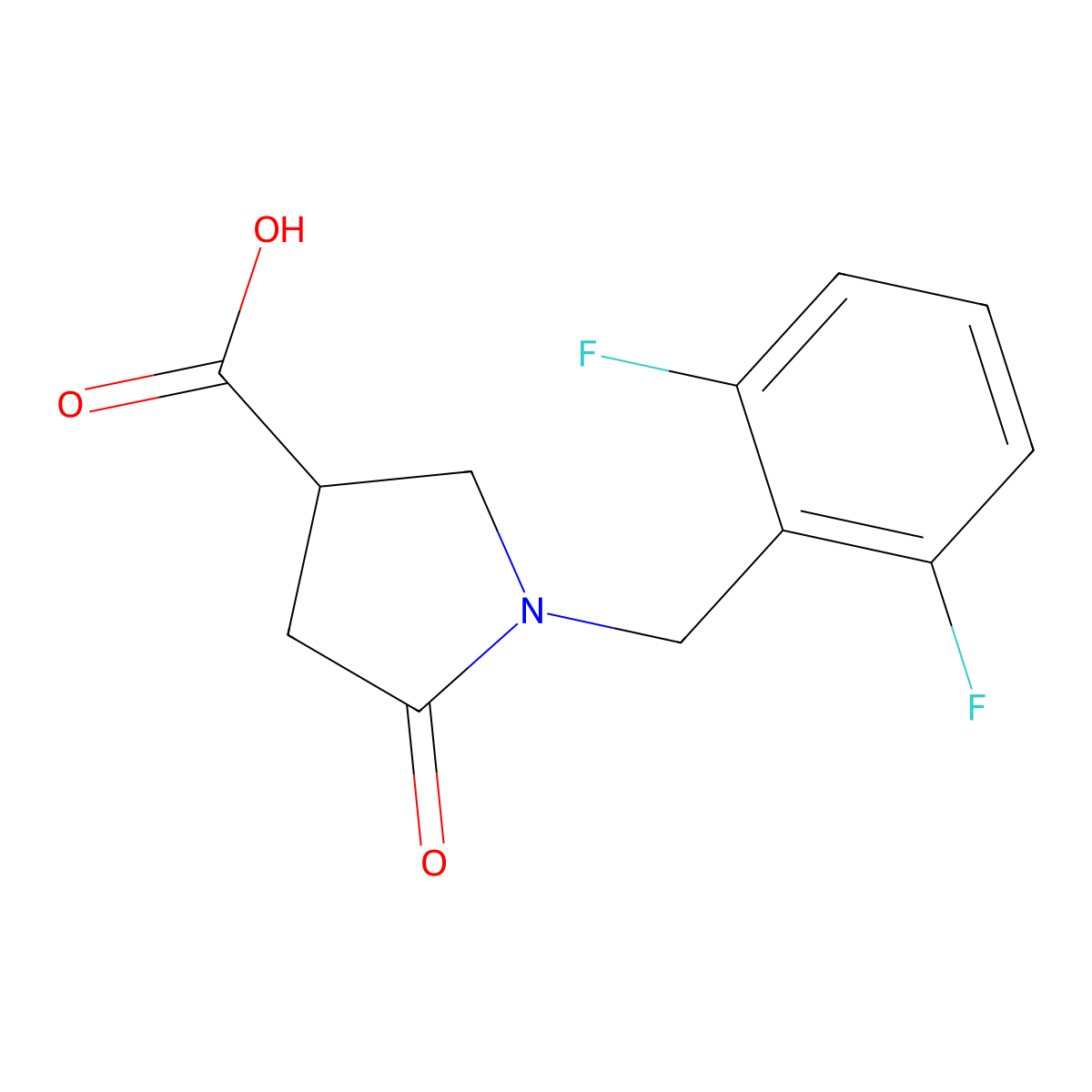 1-((2,6-Difluorophenyl)methyl)-5-oxopyrrolidine-3-carboxylic acid molecular structure, CAS 304859-20-9