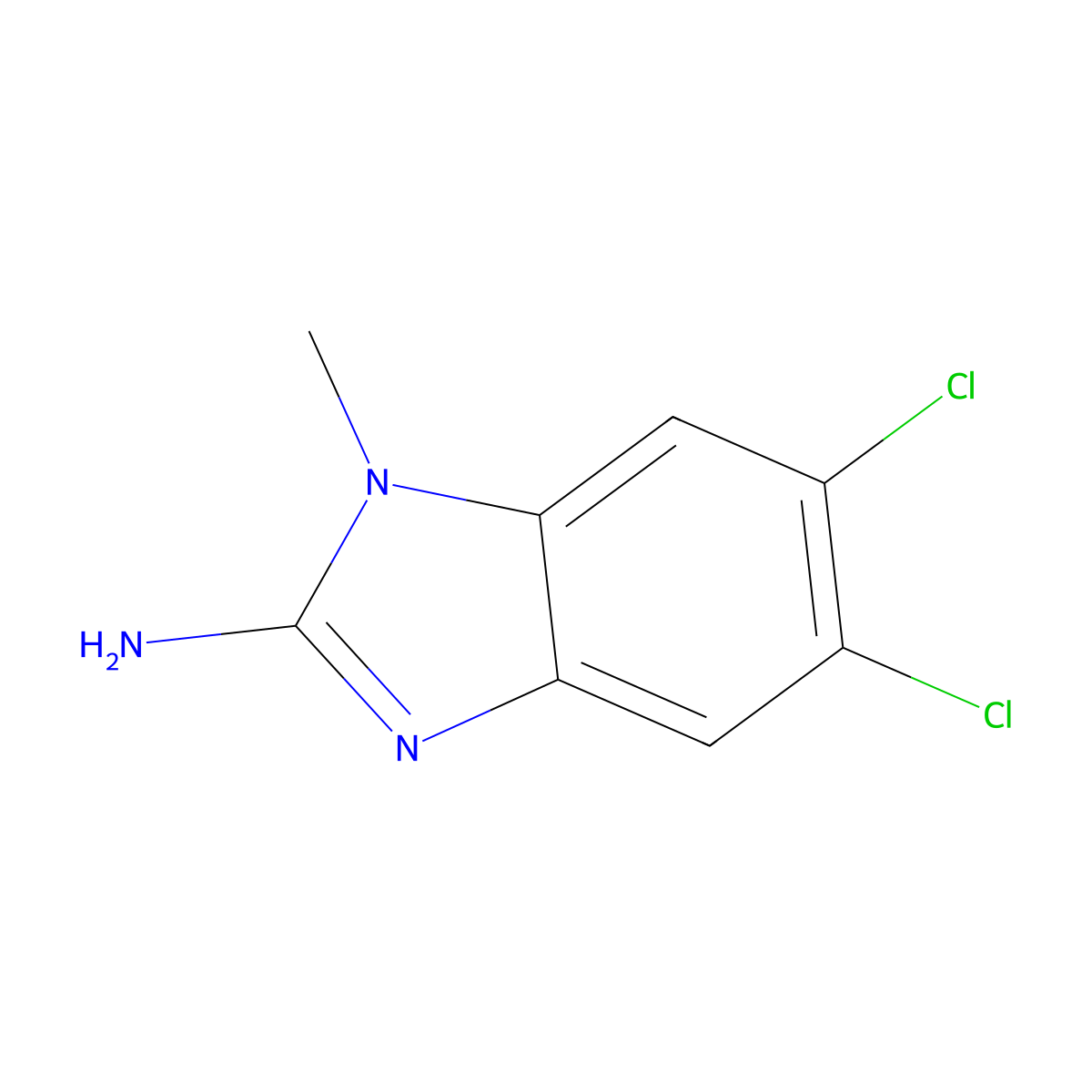 5,6-dichloro-1-methyl-1H-1,3-benzodiazol-2-amine molecular structure, CAS 30486-79-4