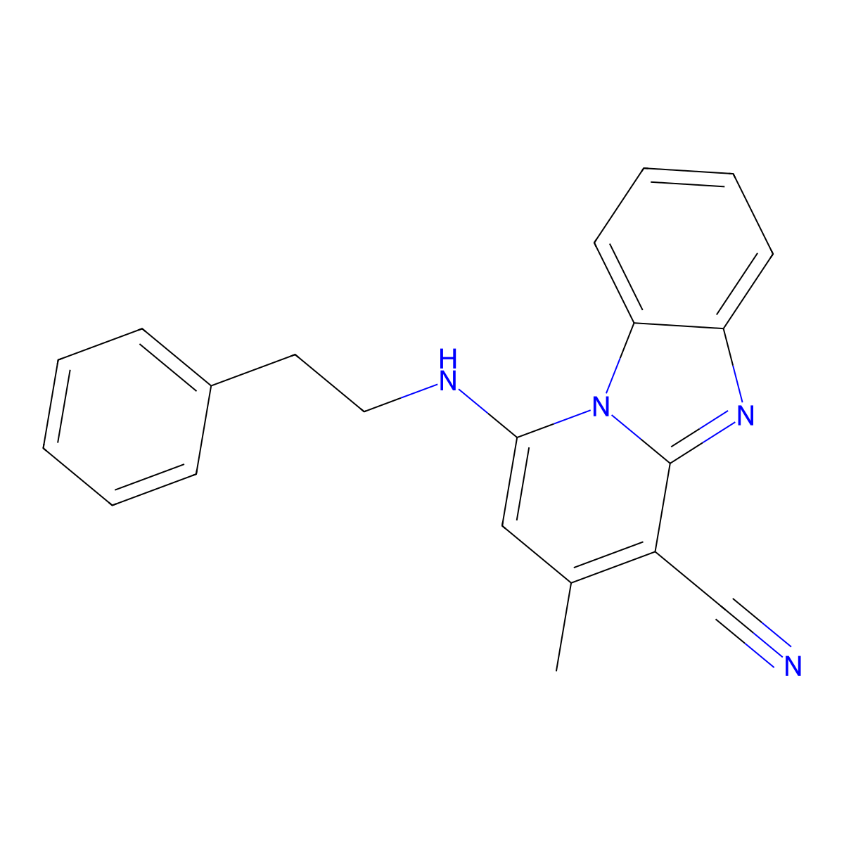 3-Methyl-1-(phenethylamino)benzo[4,5]imidazo[1,2-a]pyridine-4-carbonitrile molecular structure, CAS 304861-65-2