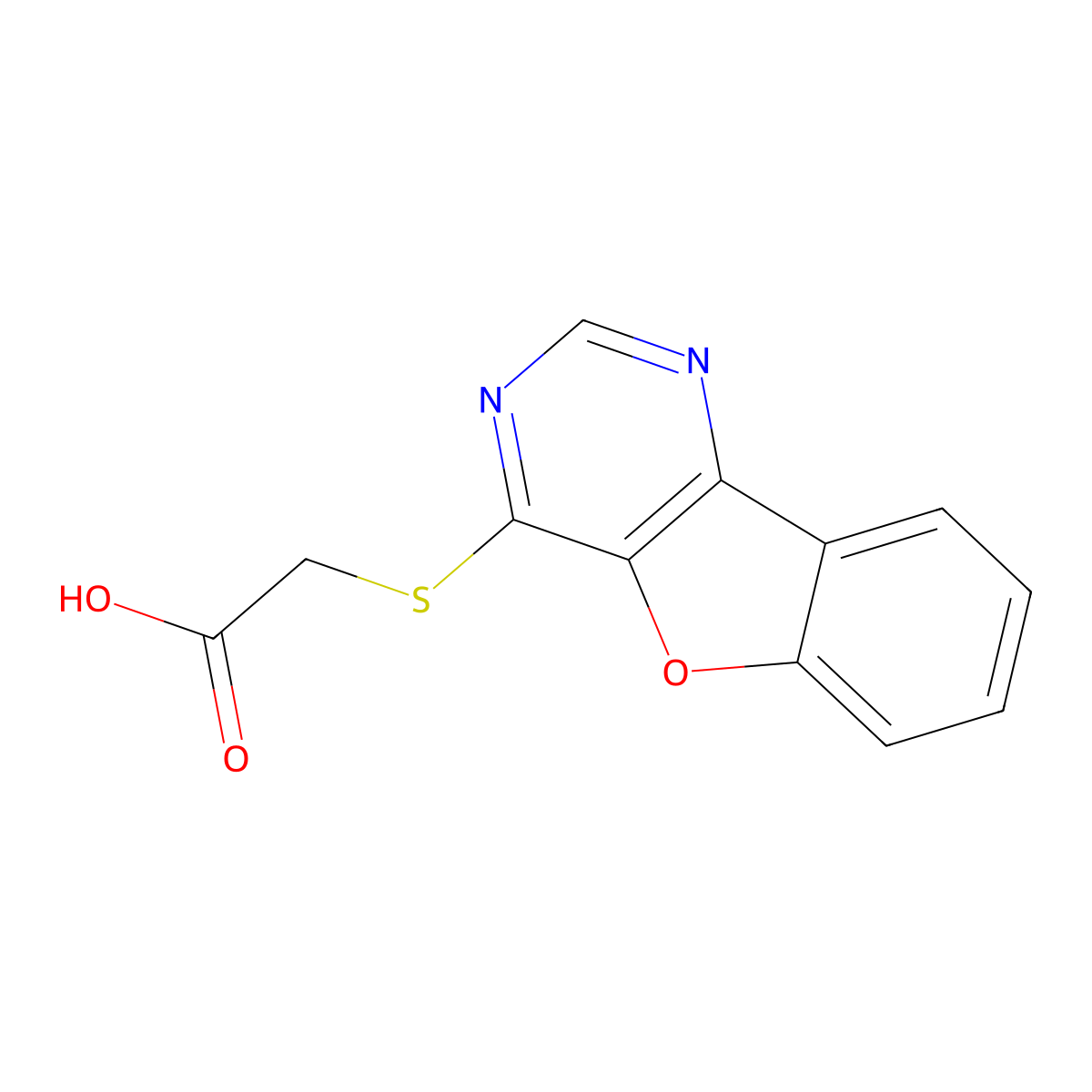 2-(Benzofuro[3,2-d]pyrimidin-4-ylthio)acetic acid molecular structure, CAS 304861-66-3