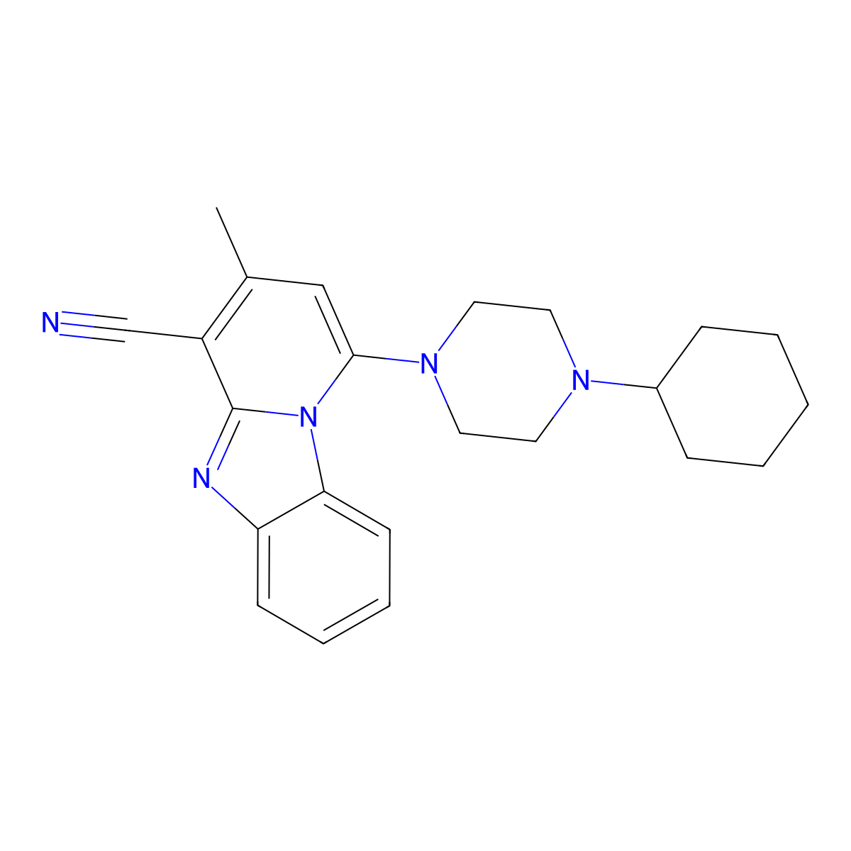 1-(4-Cyclohexylpiperazin-1-yl)-3-methylpyrido[1,2-a]benzimidazole-4-carbonitrile molecular structure, CAS 304861-76-5