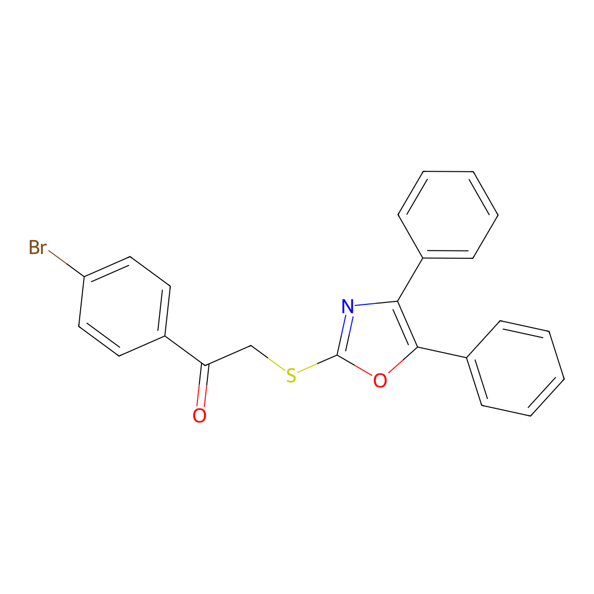 1-(4-Bromophenyl)-2-[(4,5-diphenyl-1,3-oxazol-2-yl)sulfanyl]ethanone molecular structure, CAS 304862-02-0