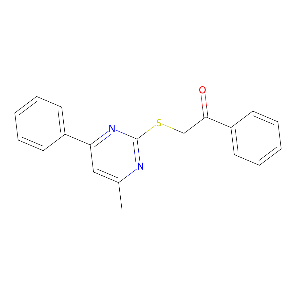 2-[(4-Methyl-6-phenylpyrimidin-2-yl)sulfanyl]-1-phenylethanone molecular structure, CAS 304862-08-6