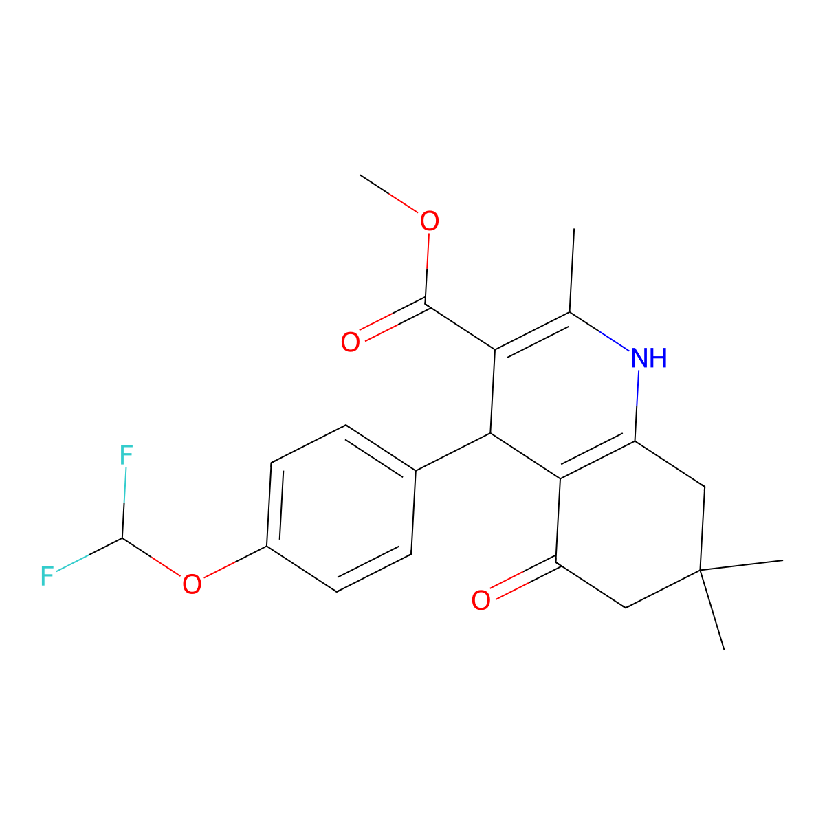 Methyl 4-[4-(difluoromethoxy)phenyl]-2,7,7-trimethyl-5-oxo-1,4,6,8-tetrahydroquinoline-3-carboxylate molecular structure, CAS 304862-12-2