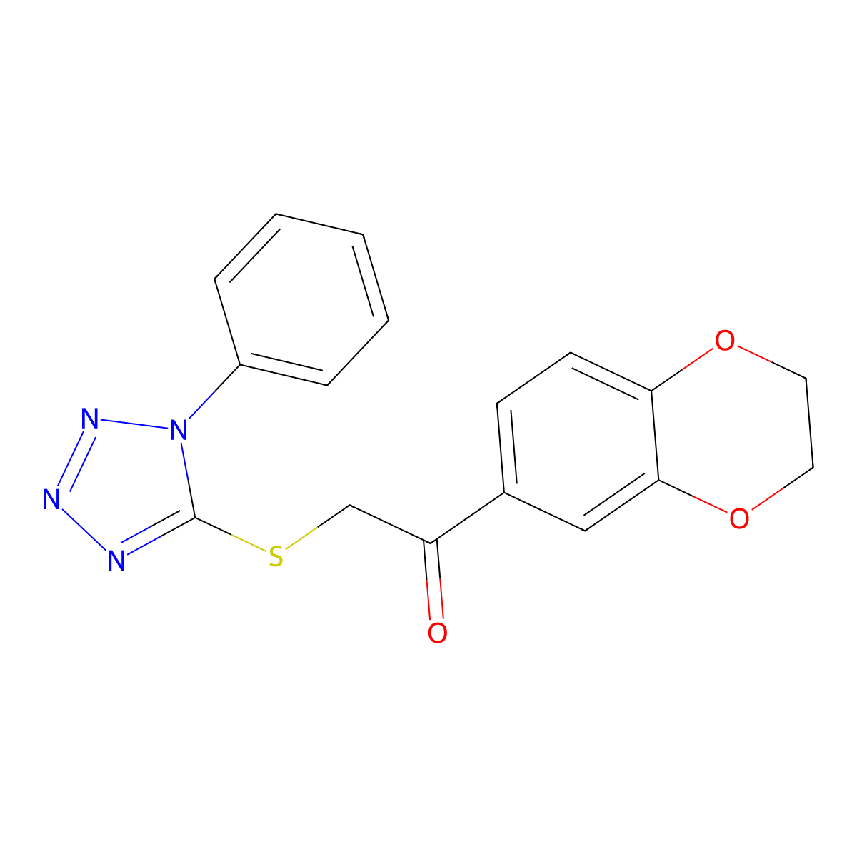 1-(2,3-dihydro-1,4-benzodioxin-6-yl)-2-[(1-phenyl-1H-1,2,3,4-tetrazol-5-yl)sulfanyl]ethan-1-one molecular structure, CAS 304862-32-6