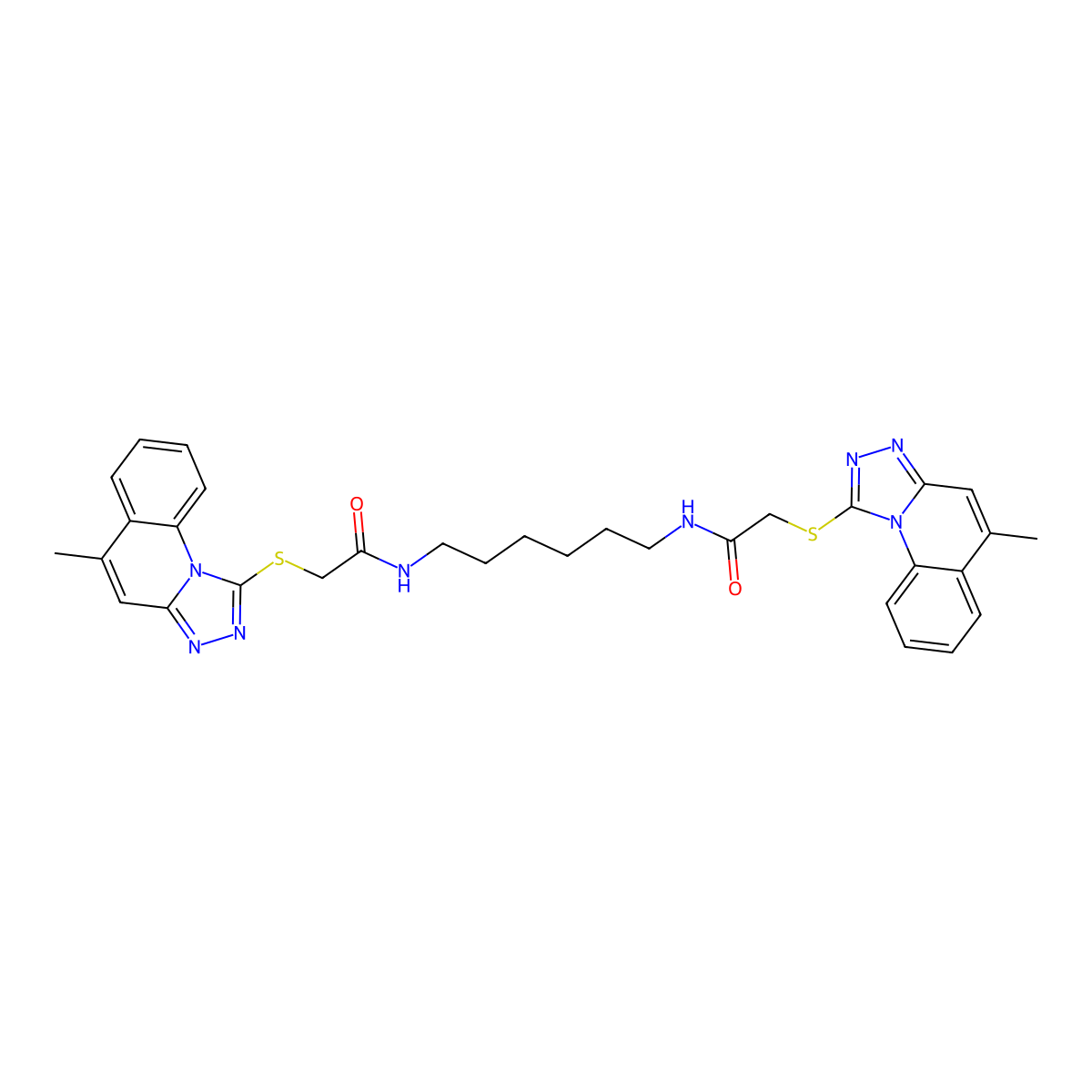 2-[(5-methyl-[1,2,4]triazolo[4,3-a]quinolin-1-yl)sulfanyl]-N-[6-[[2-[(5-methyl-[1,2,4]triazolo[4,3-a]quinolin-1-yl)sulfanyl]acetyl]amino]hexyl]acetamide molecular structure, CAS 304863-51-2