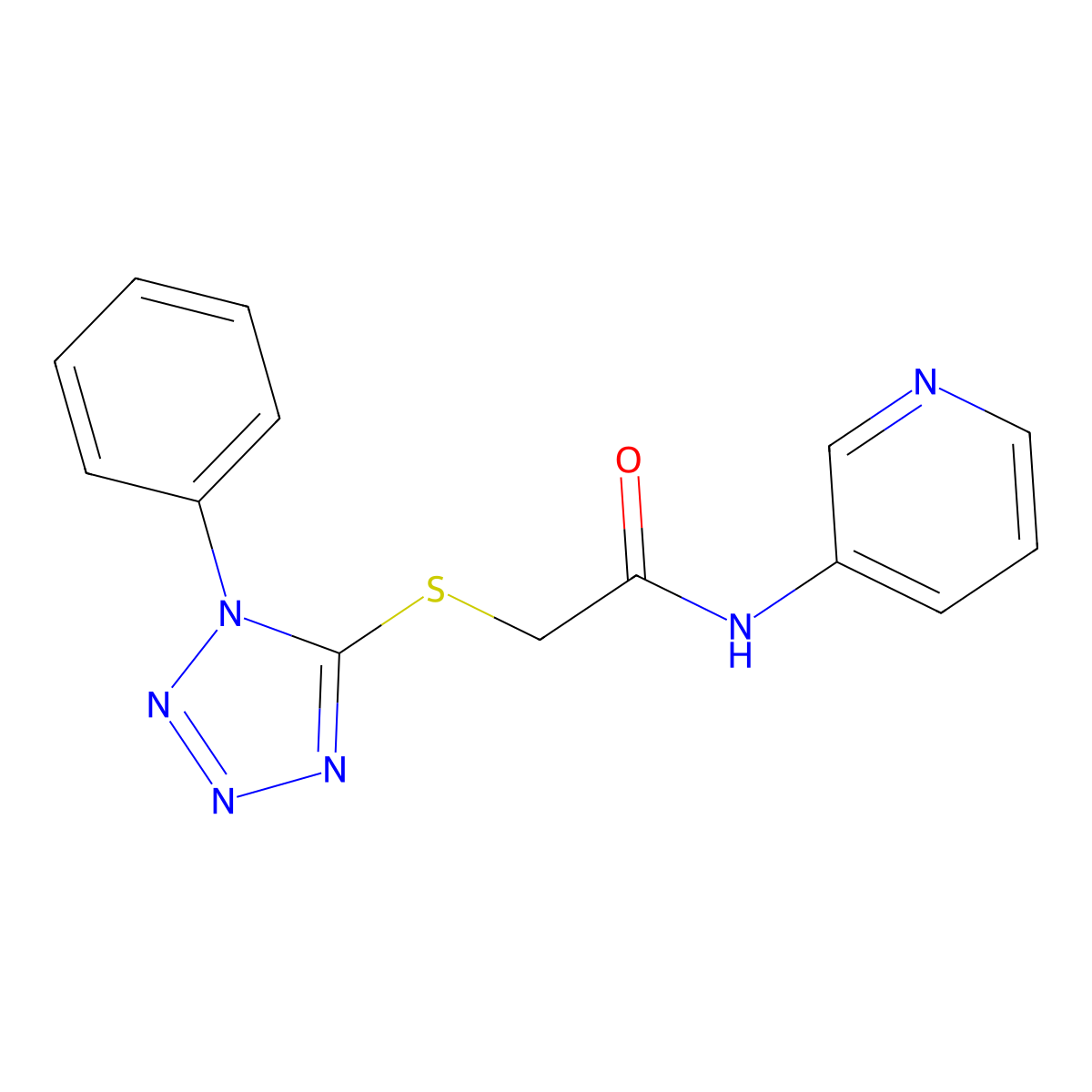 2-(1-phenyltetrazol-5-yl)sulfanyl-N-pyridin-3-ylacetamide molecular structure, CAS 304863-72-7