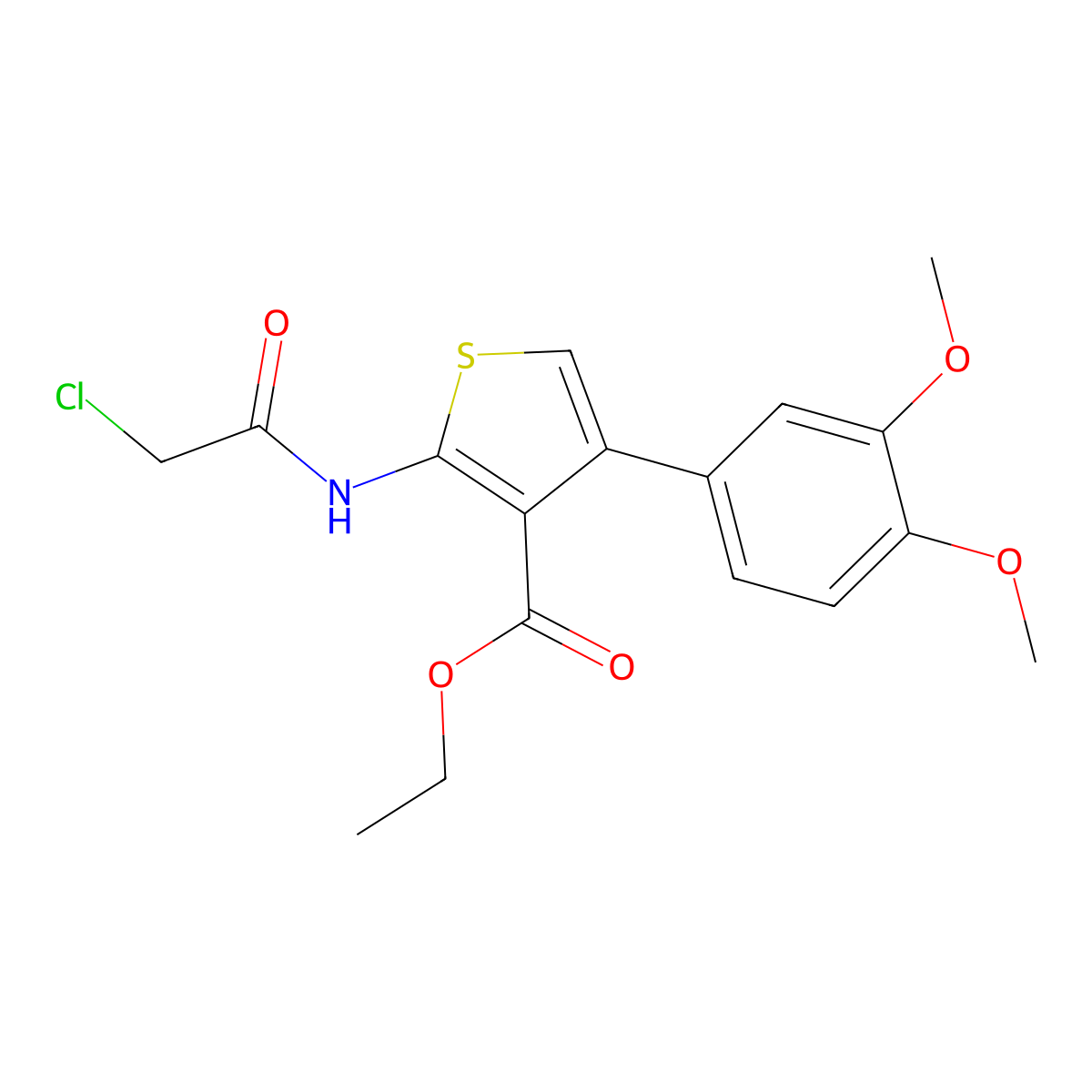Ethyl 2-(2-chloroacetamido)-4-(3,4-dimethoxyphenyl)thiophene-3-carboxylate molecular structure, CAS 304863-82-9