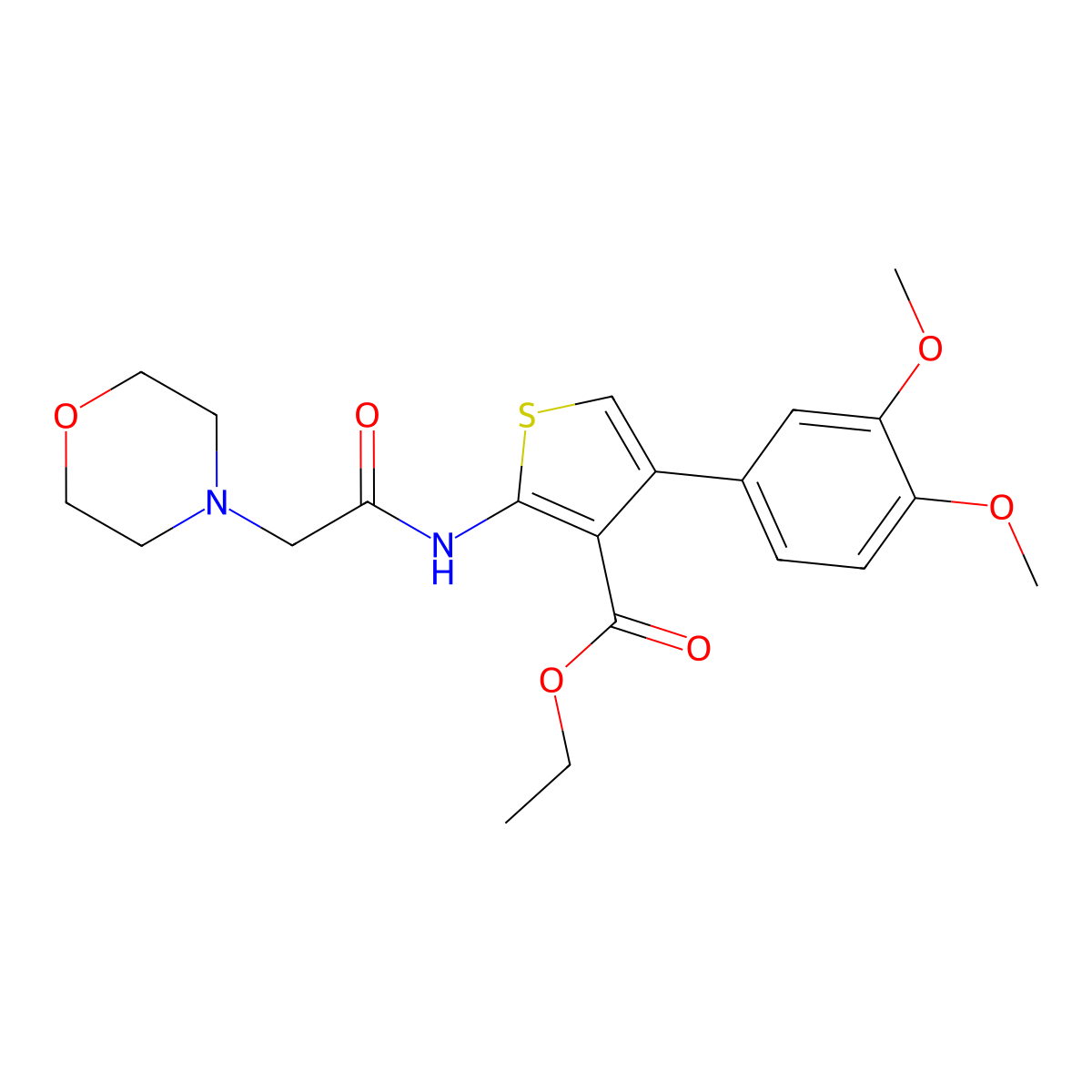 Ethyl 4-(3,4-dimethoxyphenyl)-2-[(morpholin-4-ylacetyl)amino]thiophene-3-carboxylate molecular structure, CAS 304863-87-4