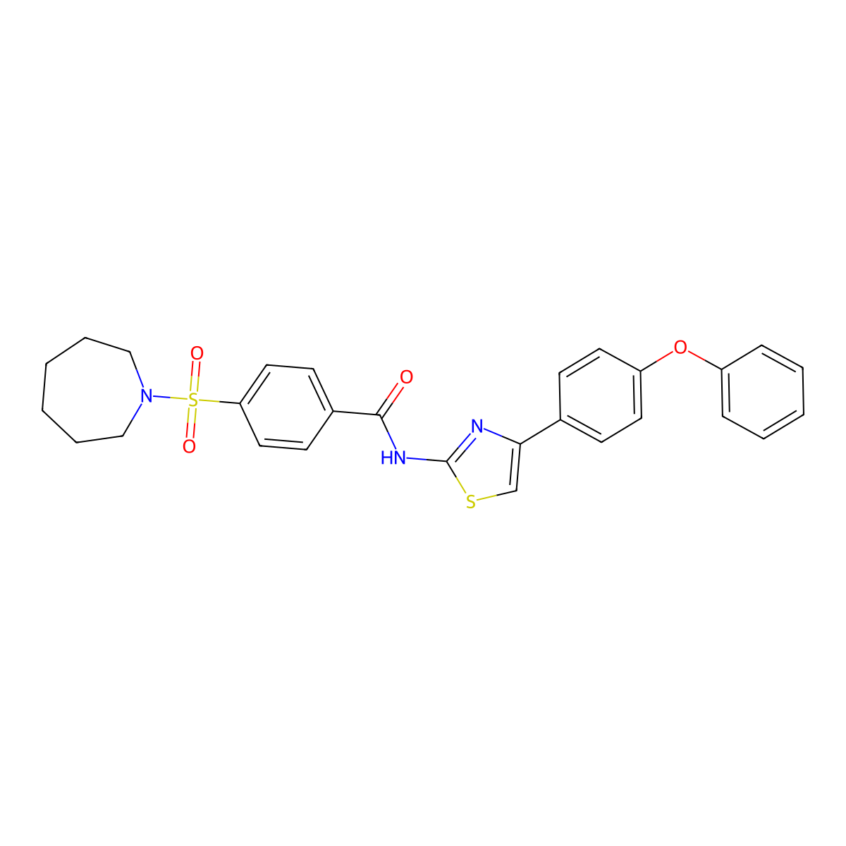 4-(azepan-1-ylsulfonyl)-N-(4-(4-phenoxyphenyl)thiazol-2-yl)benzamide molecular structure, CAS 304864-52-6