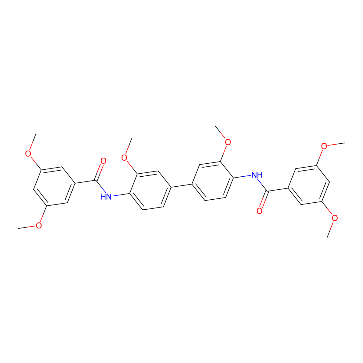 N-[4-[4-[(3,5-dimethoxybenzoyl)amino]-3-methoxyphenyl]-2-methoxyphenyl]-3,5-dimethoxybenzamide molecular structure, CAS 304864-54-8