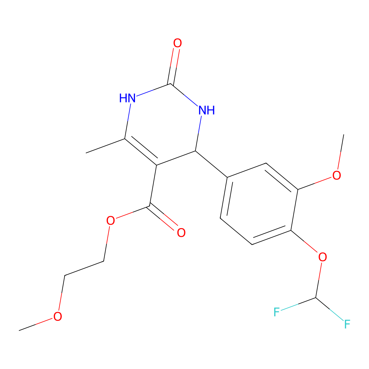 2-Methoxyethyl 4-[4-(difluoromethoxy)-3-methoxyphenyl]-6-methyl-2-oxo-1,2,3,4-tetrahydropyrimidine-5-carboxylate molecular structure, CAS 304864-74-2
