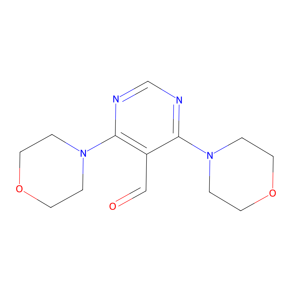 4,6-Dimorpholinopyrimidine-5-carbaldehyde molecular structure, CAS 304864-80-0