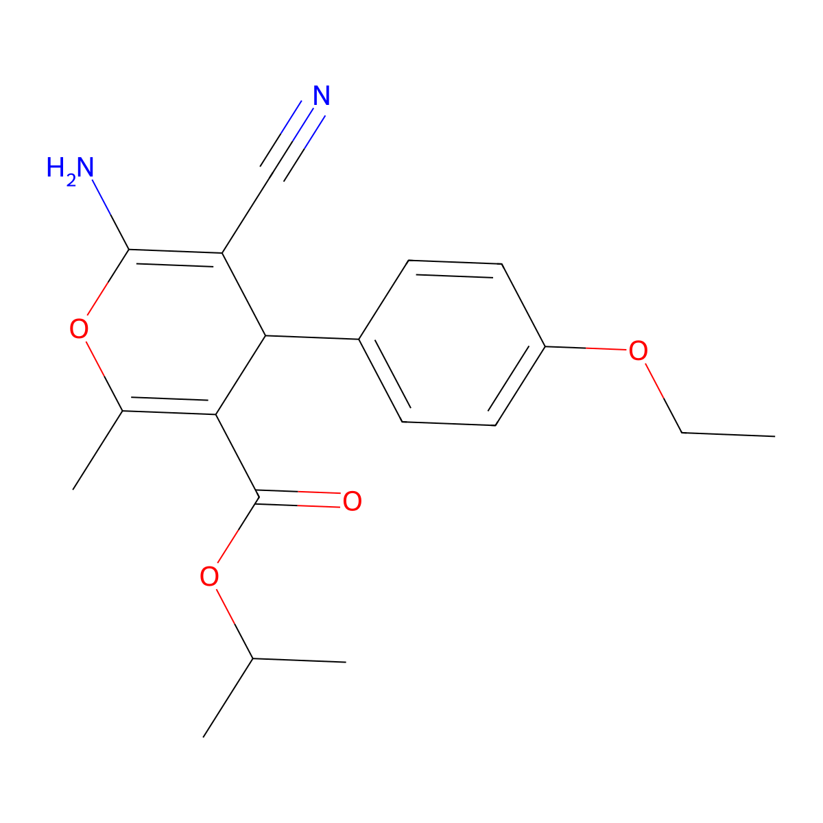 propan-2-yl 6-amino-5-cyano-4-(4-ethoxyphenyl)-2-methyl-4H-pyran-3-carboxylate molecular structure, CAS 304868-06-2