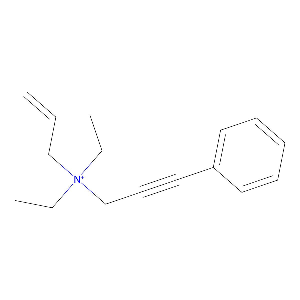 N,N-diethyl-N-(3-phenylprop-2-yn-1-yl)prop-2-en-1-aminium molecular structure, CAS 304868-10-8