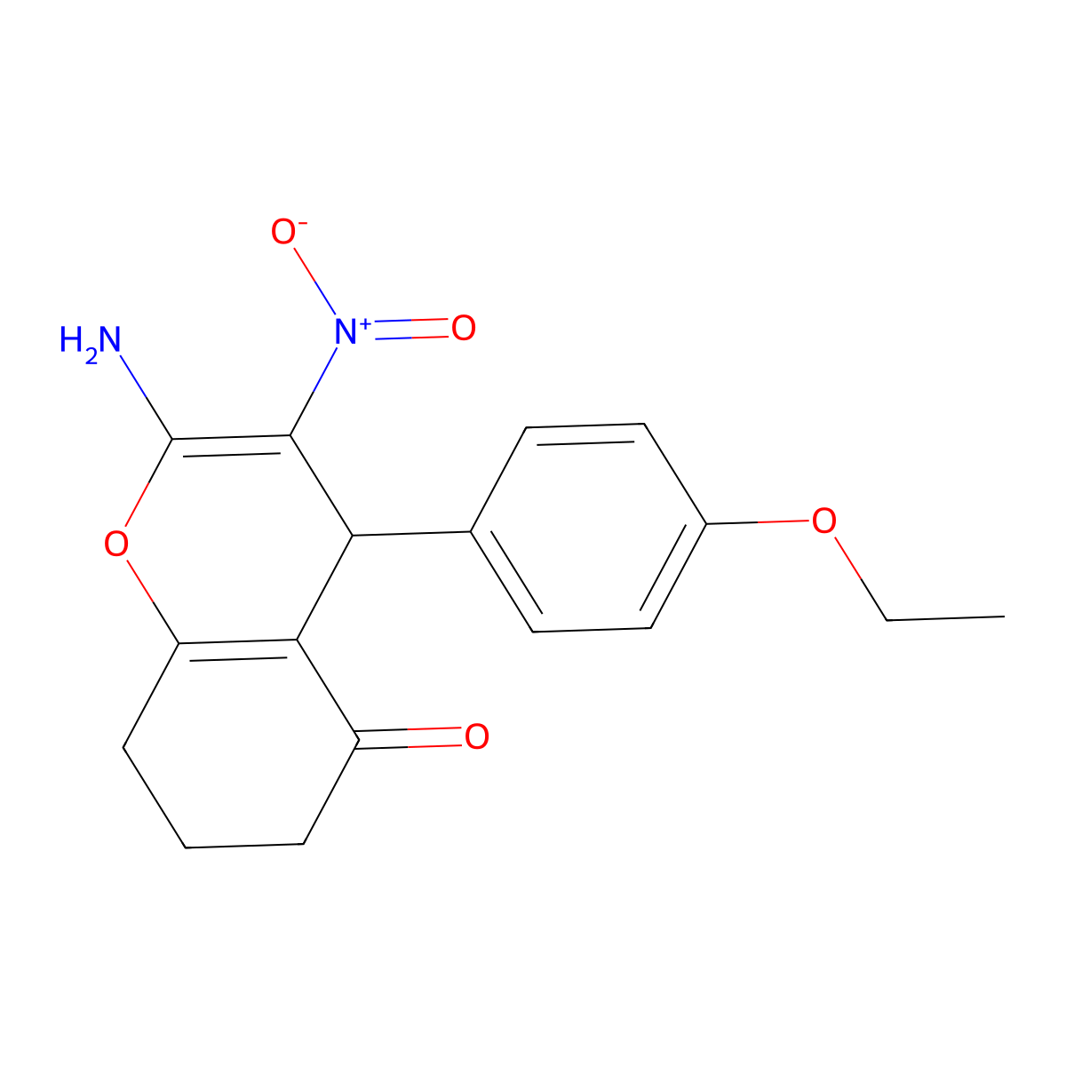 2-amino-4-(4-ethoxyphenyl)-3-nitro-4,6,7,8-tetrahydro-5H-chromen-5-one molecular structure, CAS 304868-25-5