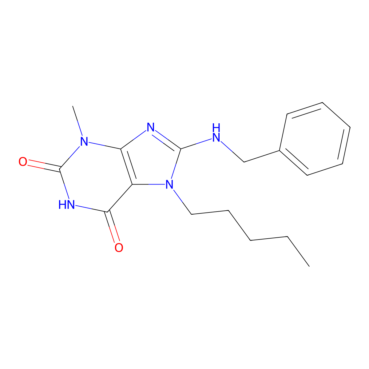 8-(Benzylamino)-3-methyl-7-pentylpurine-2,6-dione molecular structure, CAS 304868-27-7