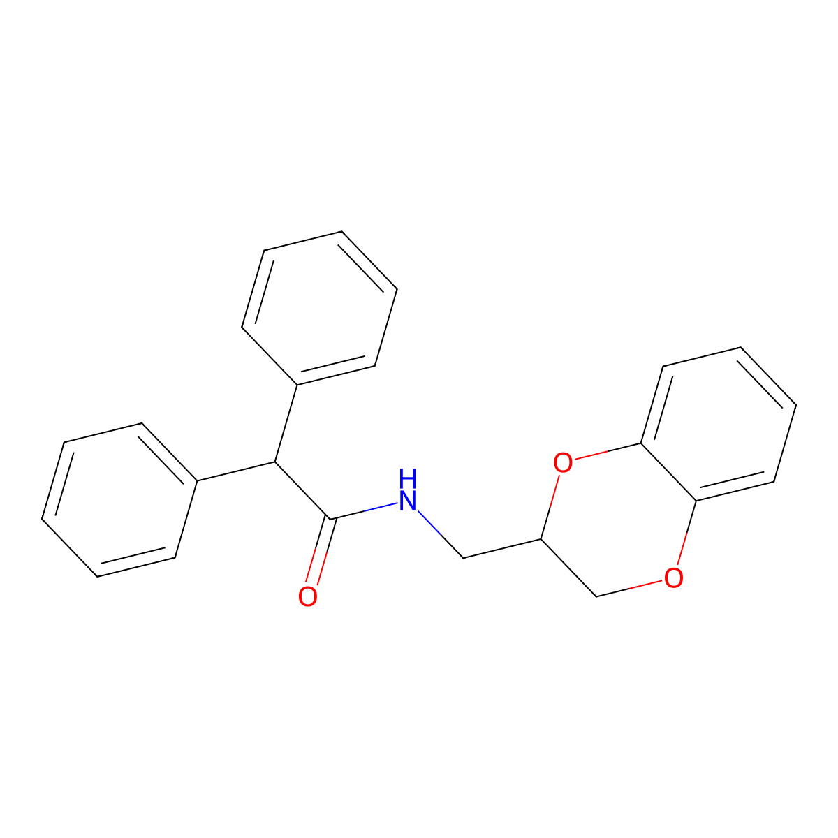 N-(2,3-dihydro-1,4-benzodioxin-2-ylmethyl)-2,2-diphenylacetamide molecular structure, CAS 304868-29-9