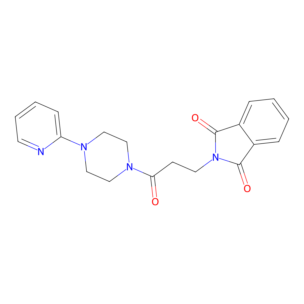 2-{3-oxo-3-[4-(2-pyridinyl)-1-piperazinyl]propyl}-1H-isoindole-1,3(2H)-dione molecular structure, CAS 304868-37-9