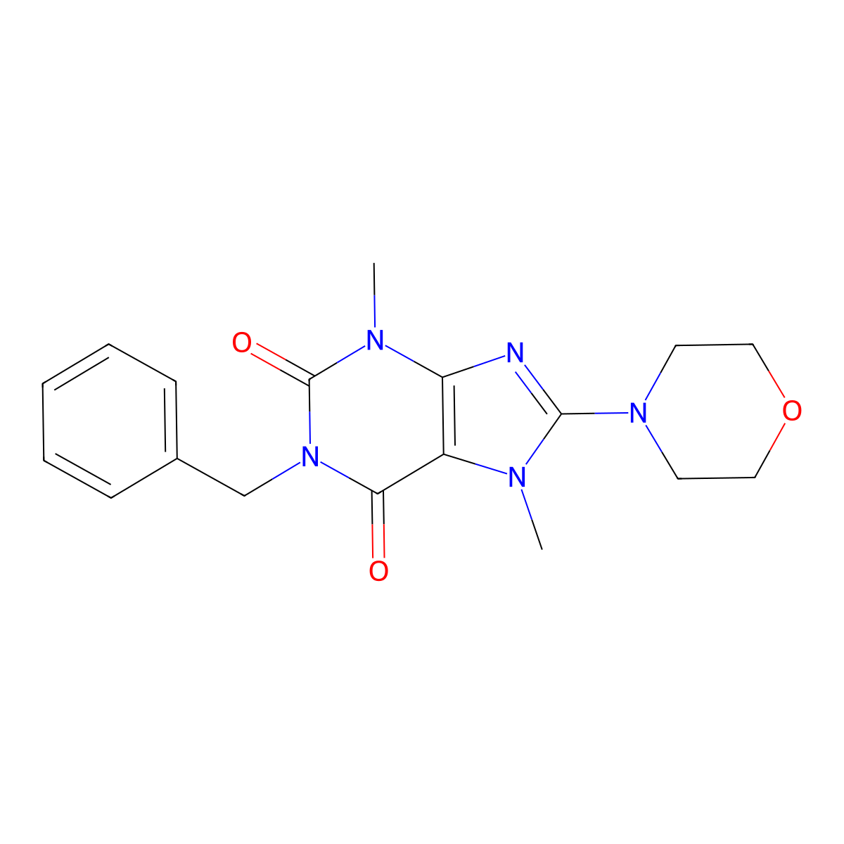 1-Benzyl-3,7-dimethyl-8-morpholin-4-ylpurine-2,6-dione molecular structure, CAS 304869-27-0