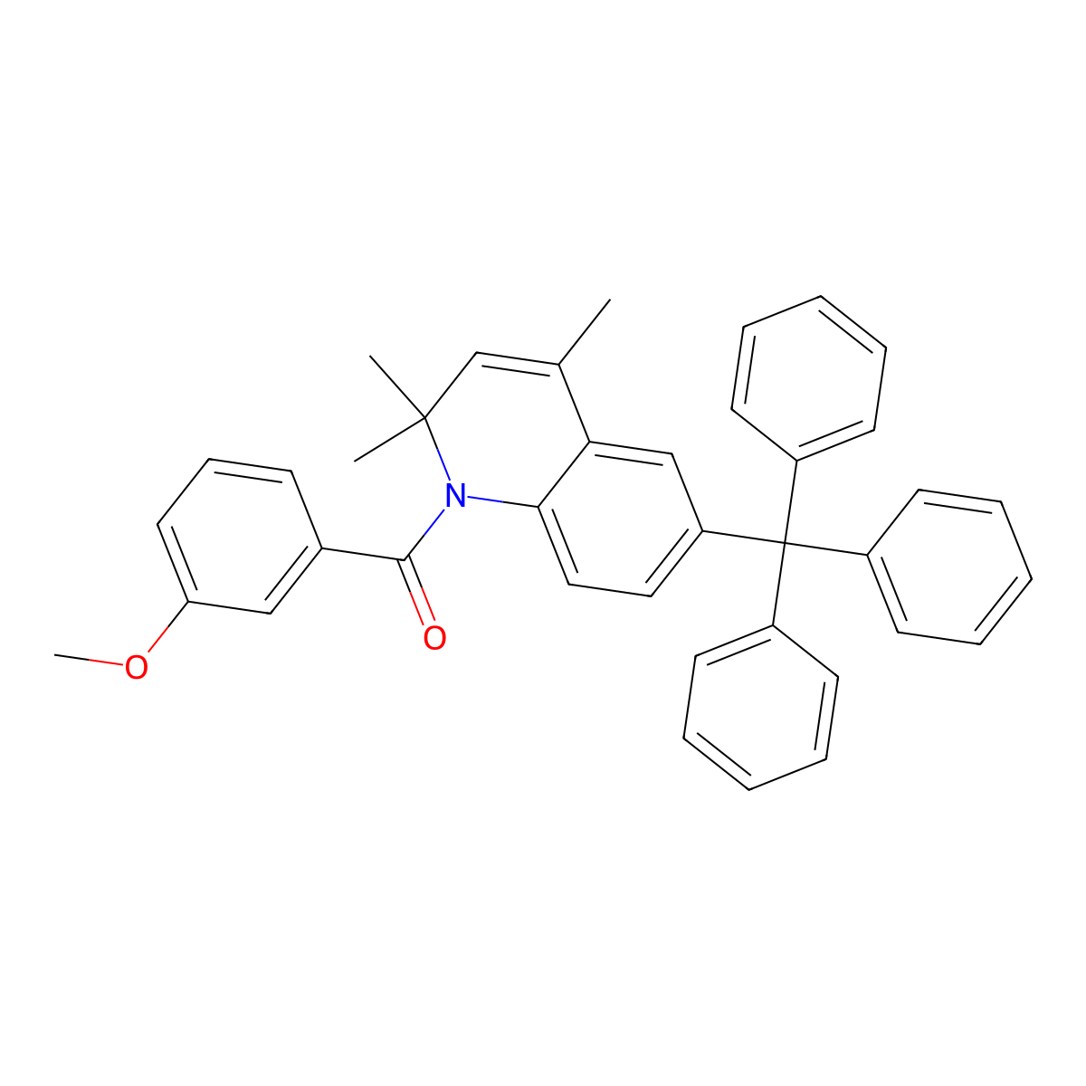 (3-Methoxyphenyl)-(2,2,4-trimethyl-6-tritylquinolin-1-yl)methanone molecular structure, CAS 304869-45-2