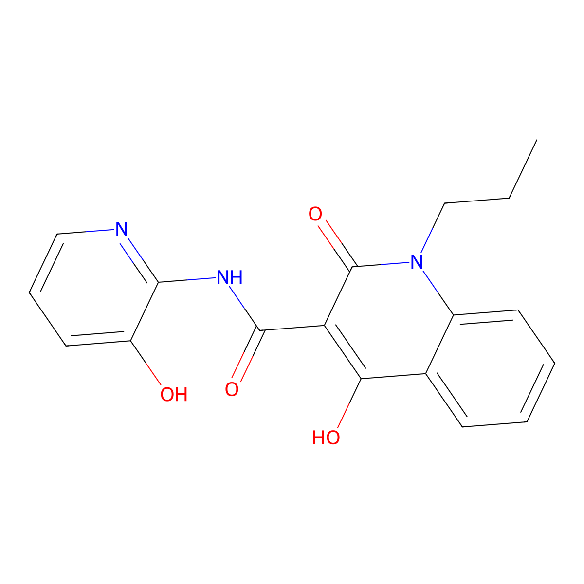 4-hydroxy-N-(3-hydroxypyridin-2-yl)-2-oxo-1-propyl-1,2-dihydroquinoline-3-carboxamide molecular structure, CAS 304869-53-2