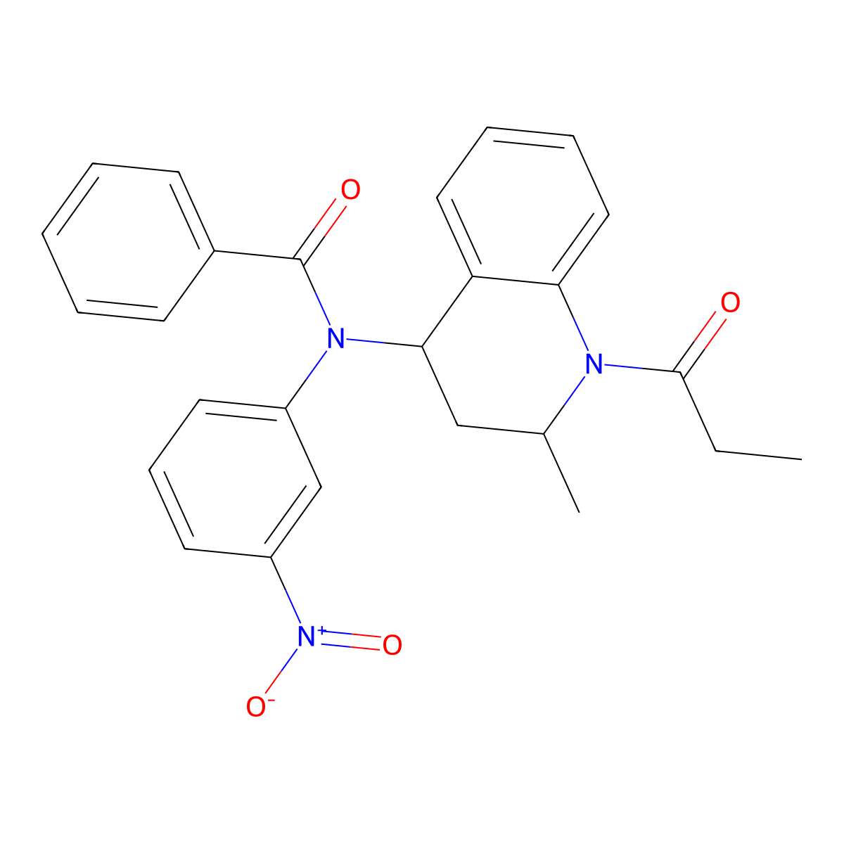 N-(2-methyl-1-propanoyl-1,2,3,4-tetrahydroquinolin-4-yl)-N-(3-nitrophenyl)benzamide molecular structure, CAS 304869-65-6