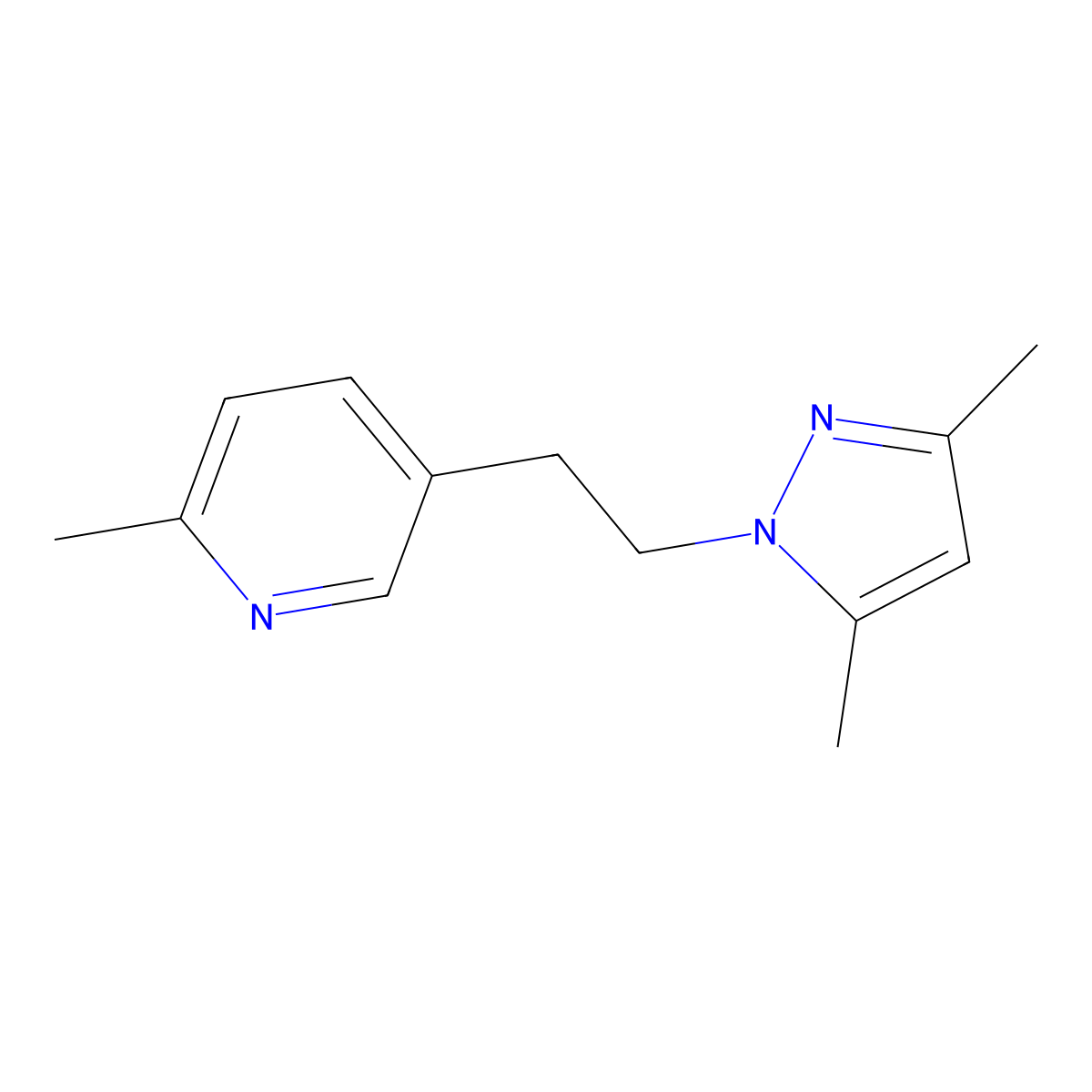 5-[2-(3,5-Dimethylpyrazol-1-yl)ethyl]-2-methylpyridine molecular structure, CAS 304869-86-1
