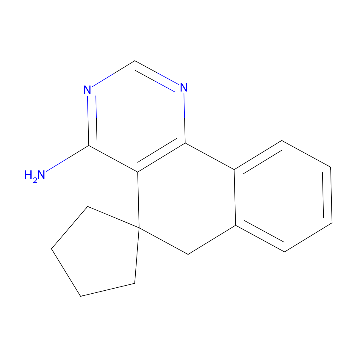 6H-spiro(benzo(h)quinazoline-5,1'-cyclopentane)-4-amine molecular structure, CAS 304870-34-6