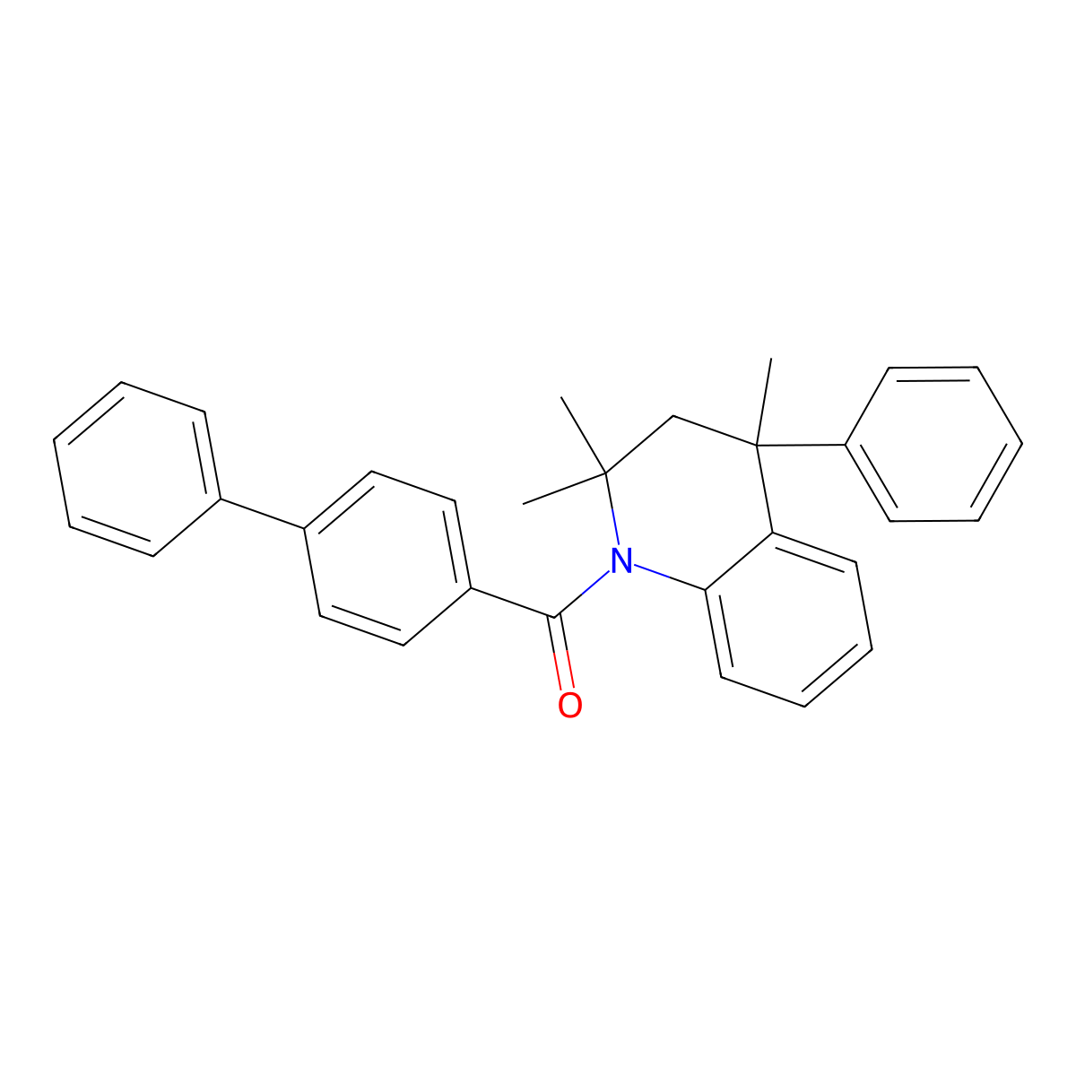 biphenyl-4-yl(2,2,4-trimethyl-4-phenyl-3,4-dihydroquinolin-1(2H)-yl)methanone molecular structure, CAS 304870-36-8