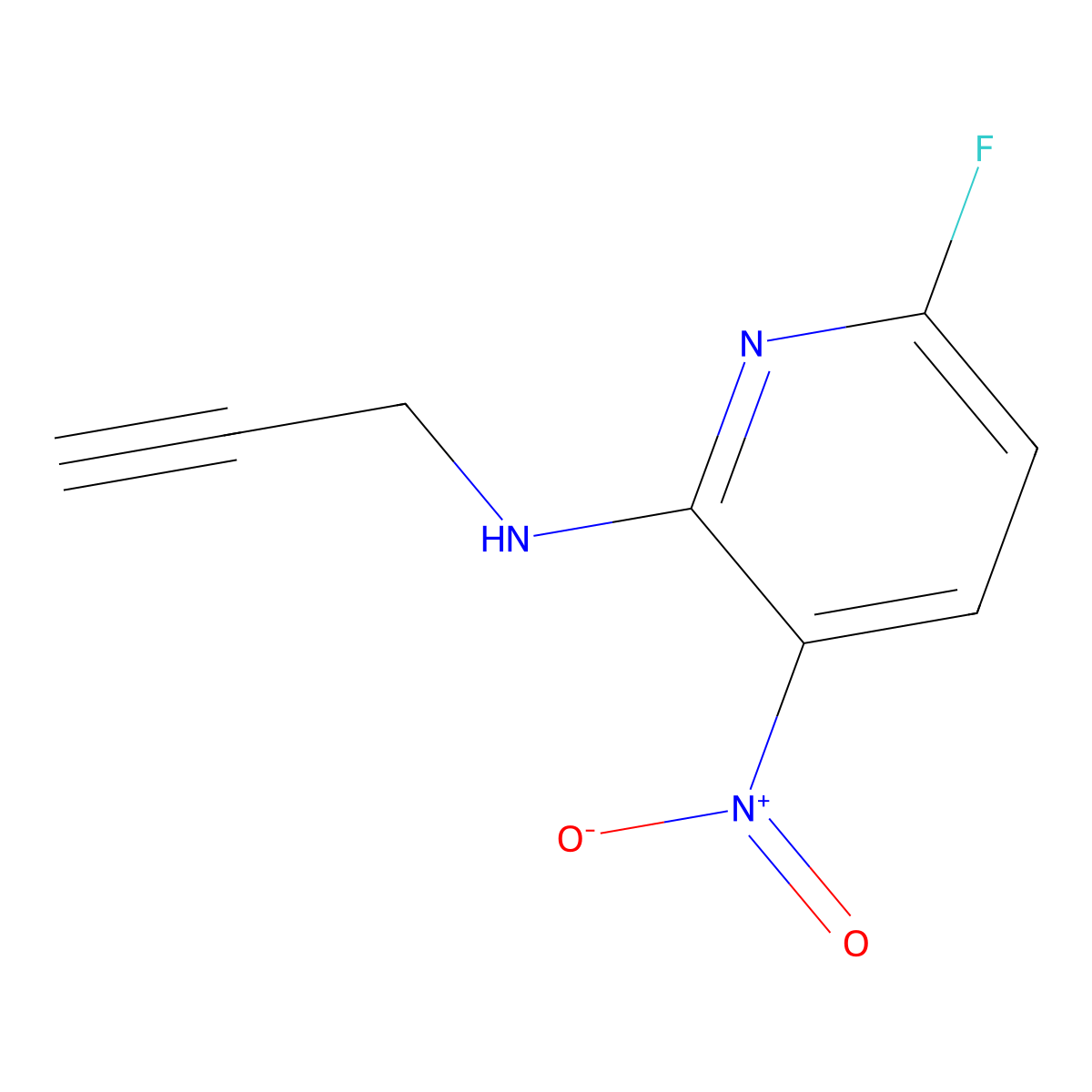 6-fluoro-3-nitro-N-(prop-2-yn-1-yl)pyridin-2-amine molecular structure, CAS 3048706-06-2