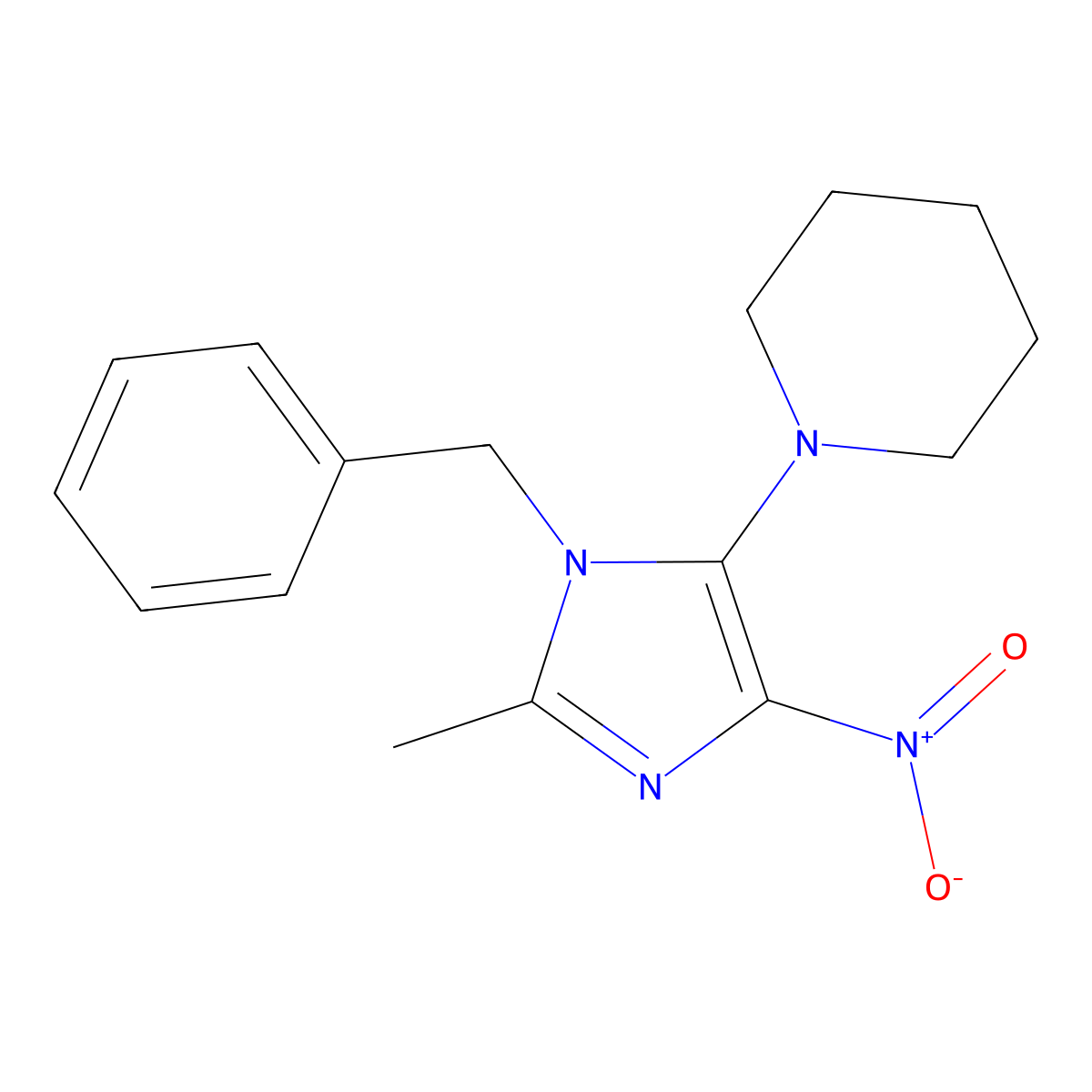 1-(1-benzyl-2-methyl-4-nitro-1H-imidazol-5-yl)piperidine molecular structure, CAS 304871-02-1