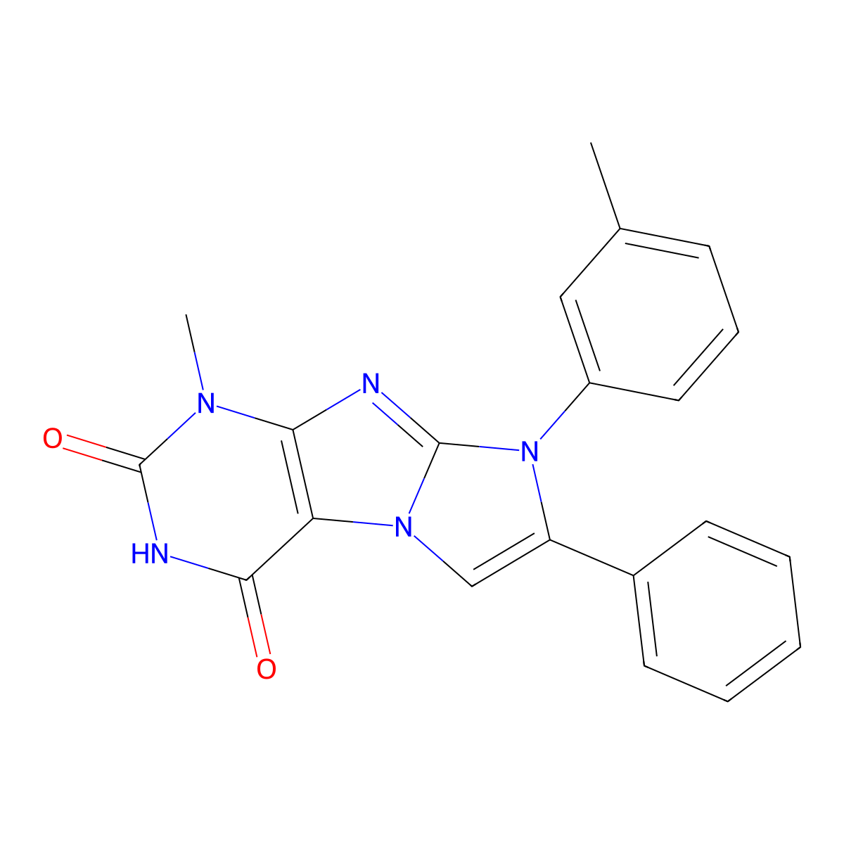 1-methyl-8-(3-methylphenyl)-7-phenyl-1H-imidazo[2,1-f]purine-2,4(3H,8H)-dione molecular structure, CAS 304871-22-5
