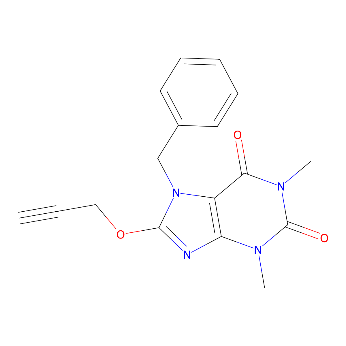 7-Benzyl-1,3-dimethyl-8-prop-2-ynoxypurine-2,6-dione molecular structure, CAS 304871-46-3