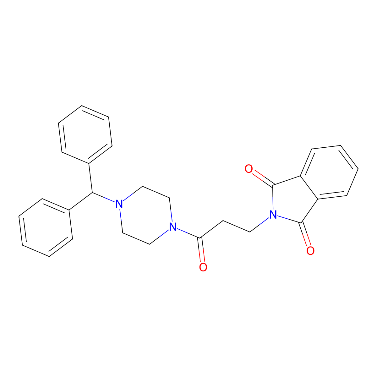 2-{3-[4-(diphenylmethyl)piperazin-1-yl]-3-oxopropyl}-1H-isoindole-1,3(2H)-dione molecular structure, CAS 304871-52-1