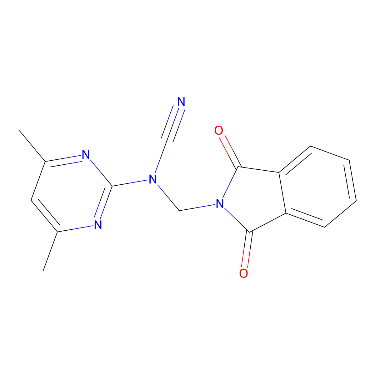 (4,6-Dimethylpyrimidin-2-yl)-[(1,3-dioxoisoindol-2-yl)methyl]cyanamide molecular structure, CAS 304871-75-8