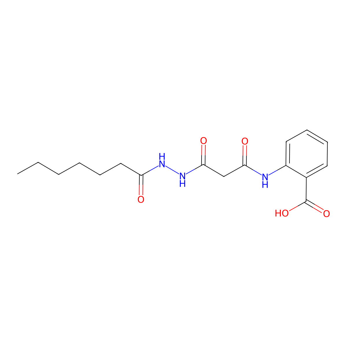 2-{[3-(2-Heptanoylhydrazinyl)-3-oxopropanoyl]amino}benzoic acid molecular structure, CAS 304871-94-1